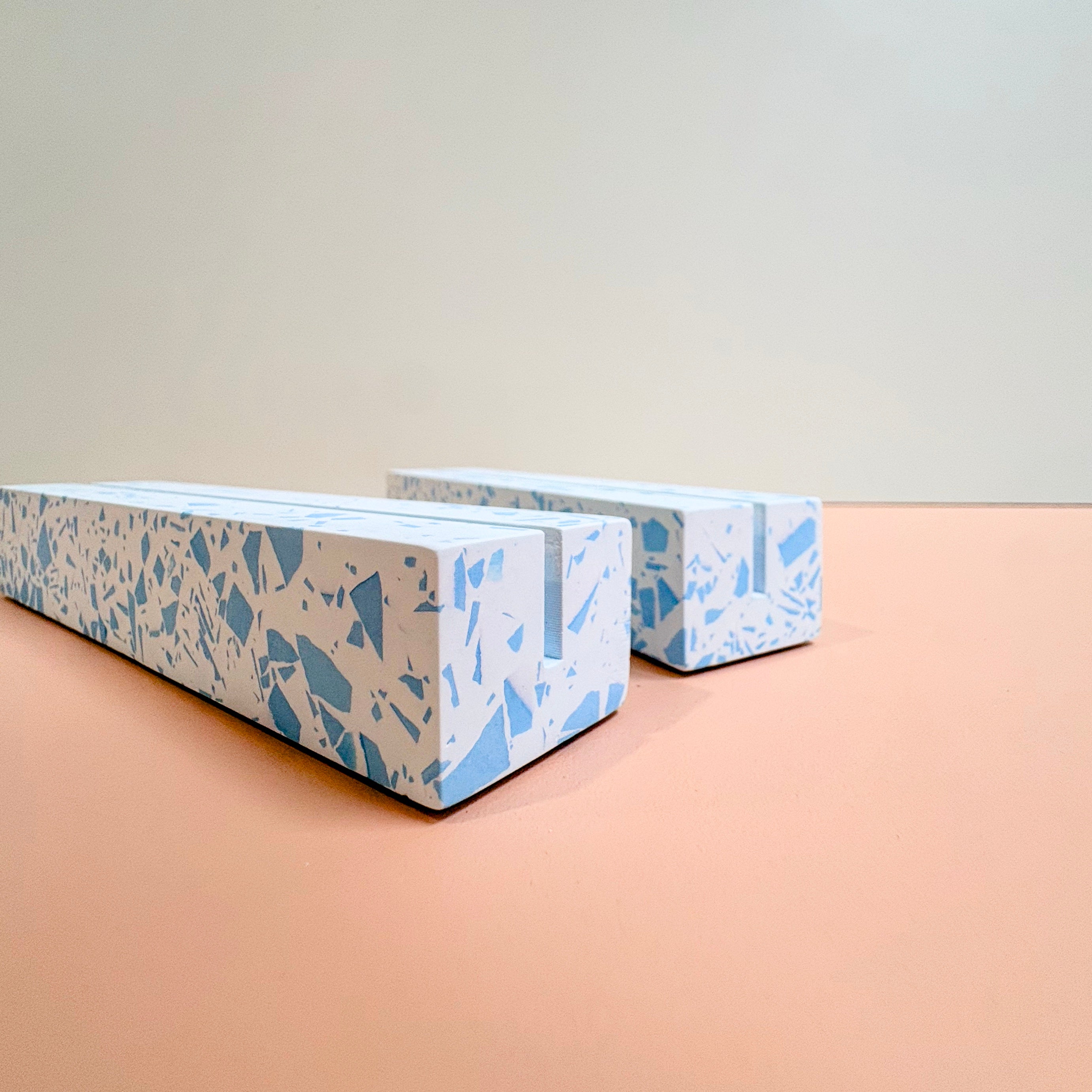 Blue Terrazzo Table Numbers – Handmade Acrylic Wedding Decor