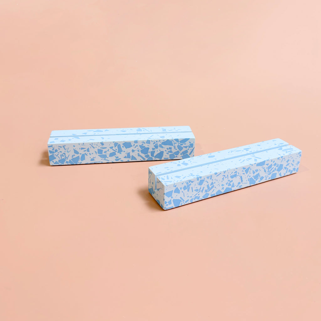 Blue Terrazzo Table Numbers – Handmade Acrylic Wedding Decor