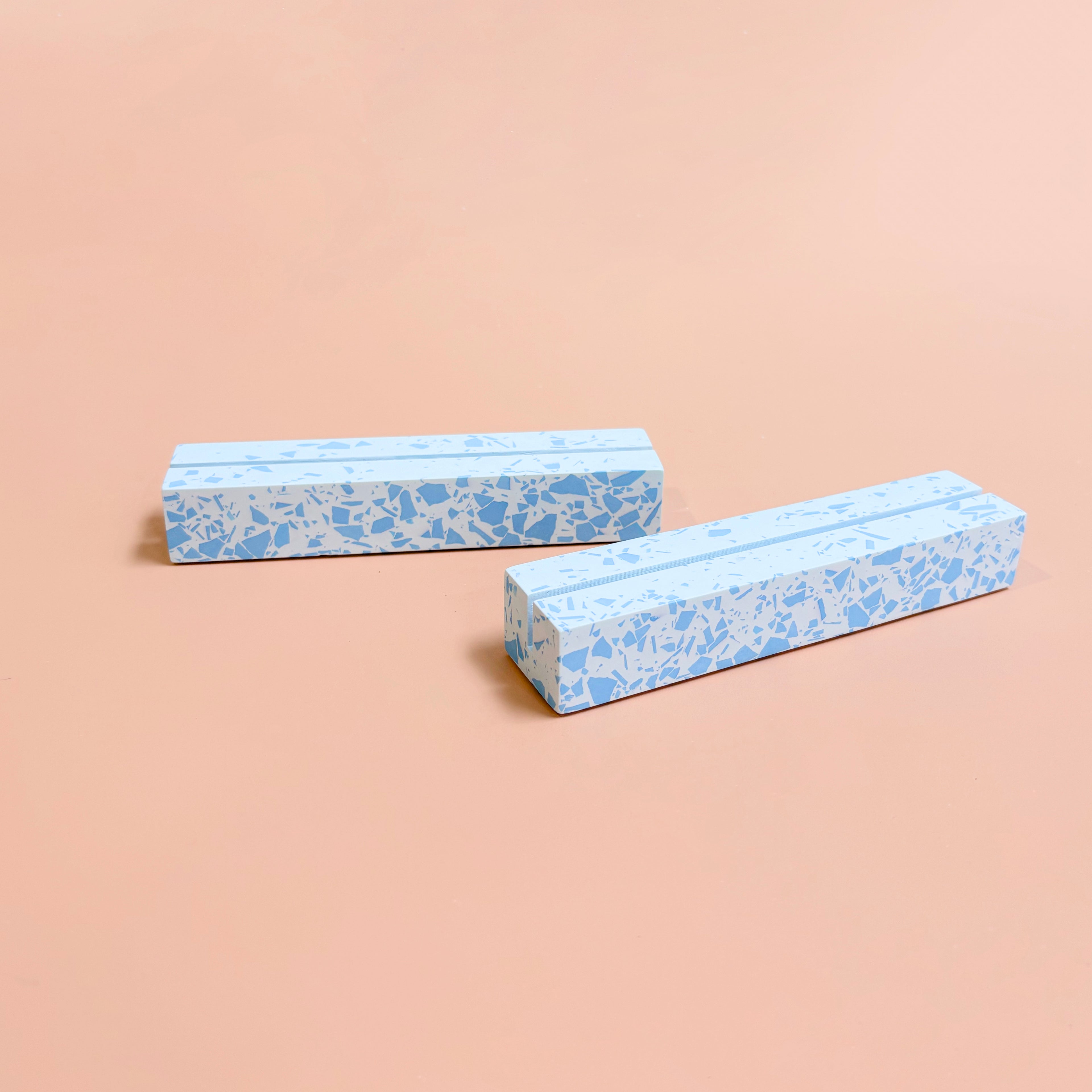Blue Terrazzo Table Numbers – Handmade Acrylic Wedding Decor