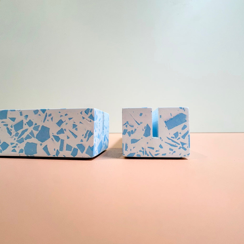 Blue Terrazzo Table Numbers – Handmade Acrylic Wedding Decor
