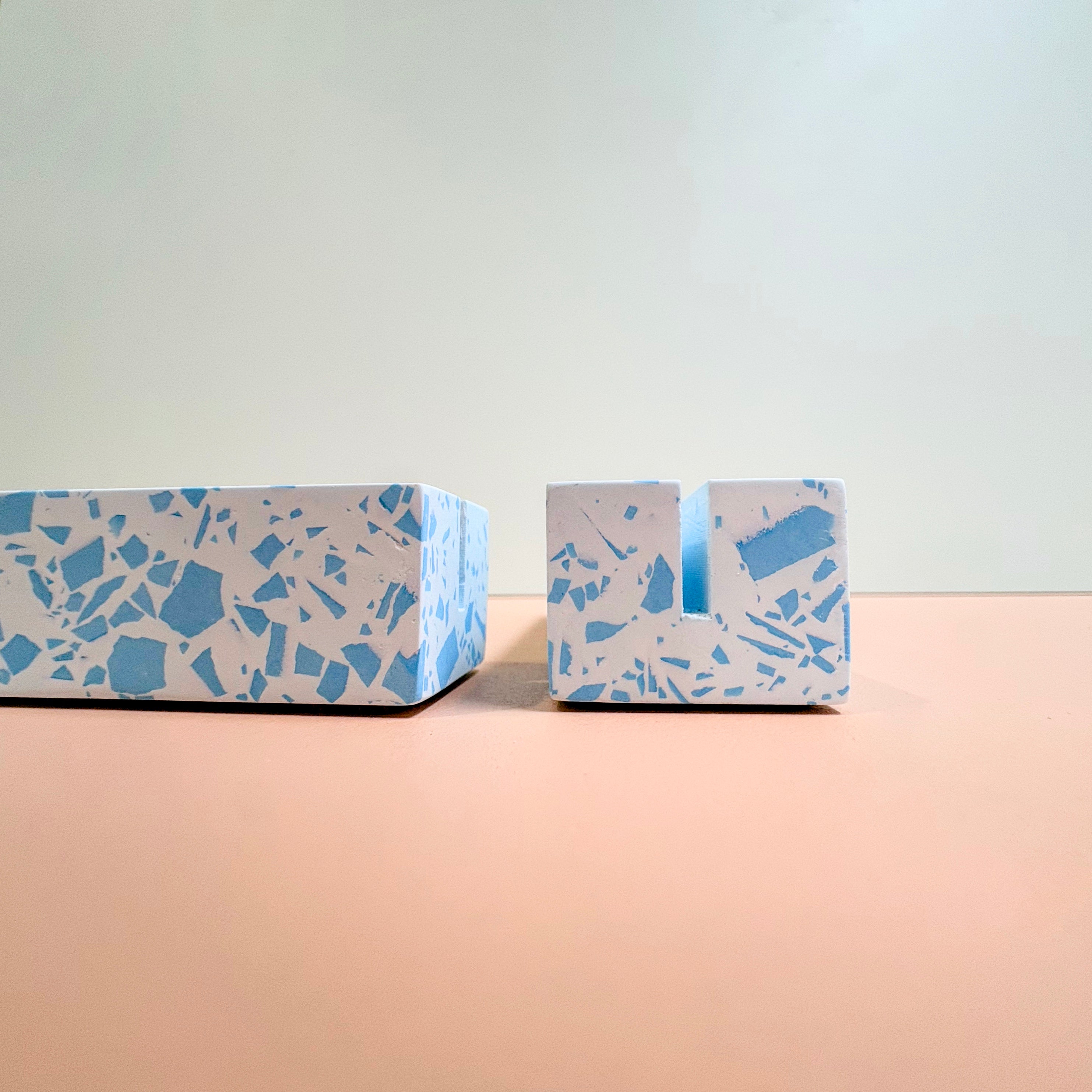 Blue Terrazzo Table Numbers – Handmade Acrylic Wedding Decor