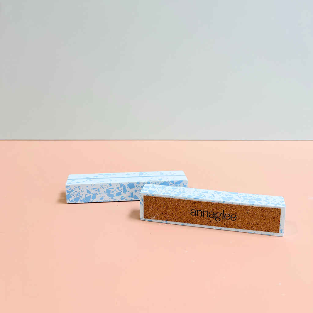 Blue Terrazzo Table Numbers – Handmade Acrylic Wedding Decor
