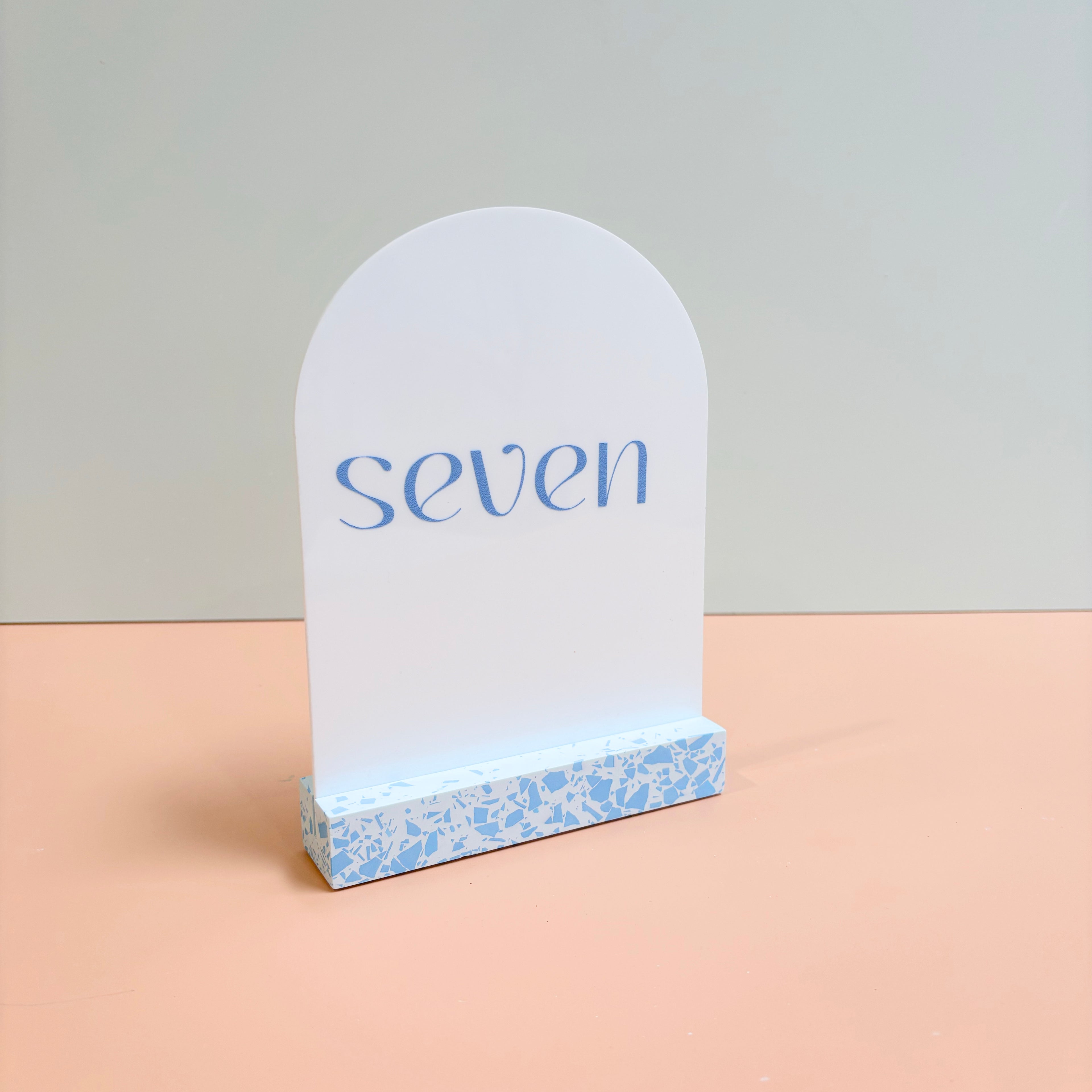 Blue Terrazzo Table Numbers – Handmade Acrylic Wedding Decor