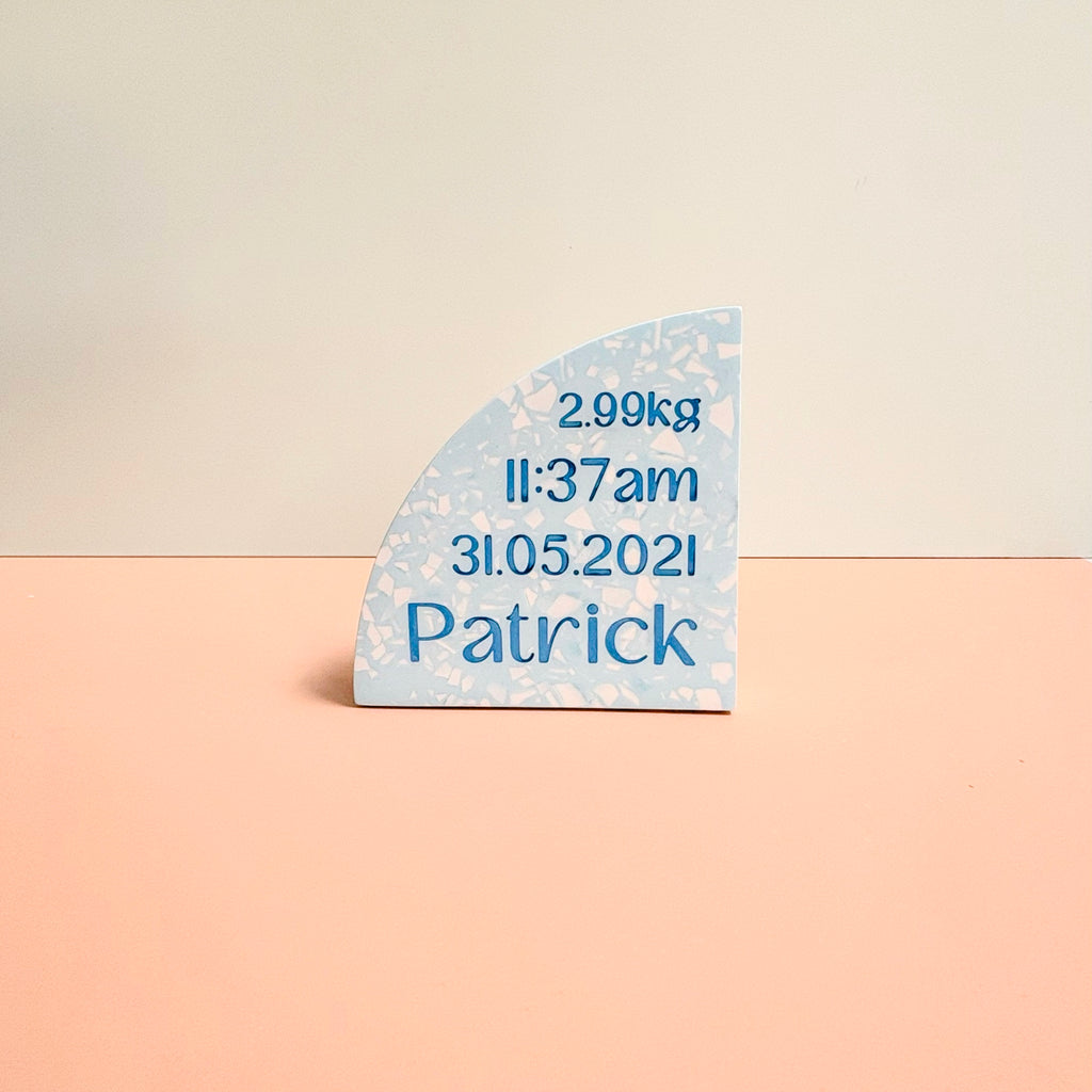 Personalised Birth Details Terrazzo Bookend