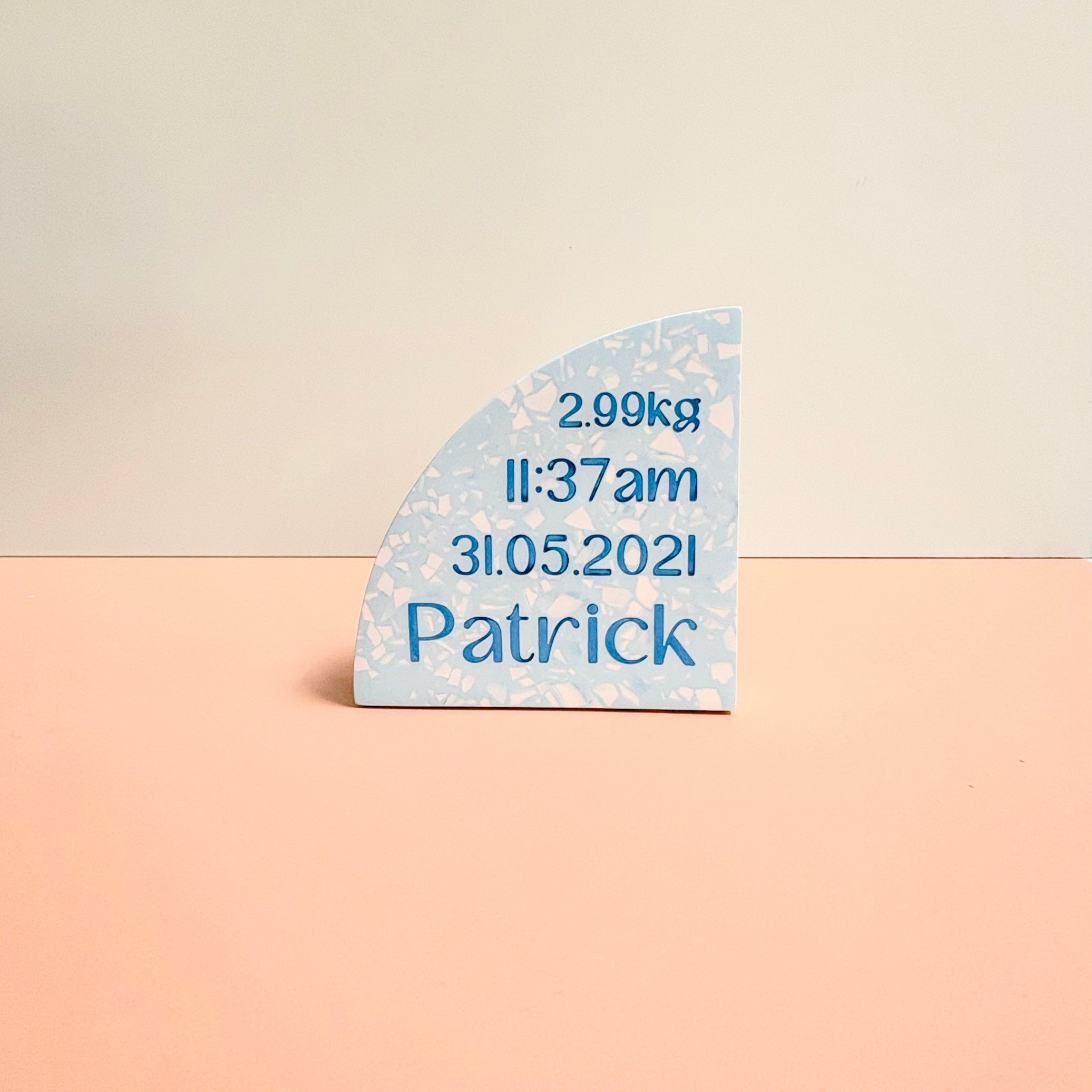 Personalised Birth Details Terrazzo Bookend