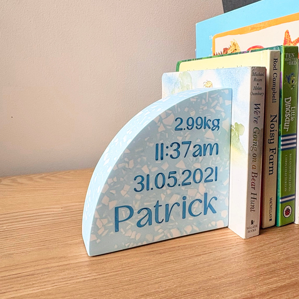 Personalised Birth Details Terrazzo Bookend
