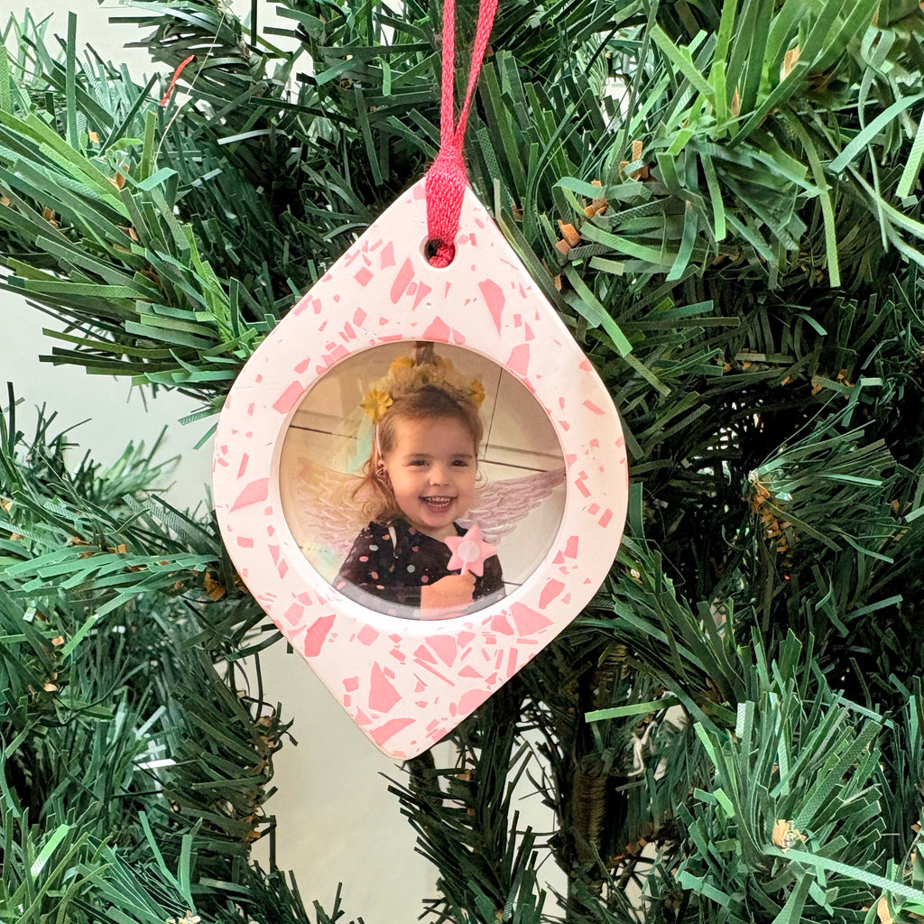 Terrazzo Christmas ornament photo frames