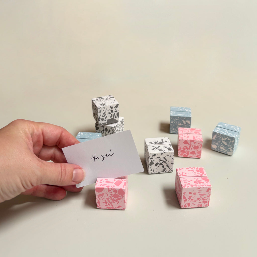 Pick your colour - Terrazzo Cube Name Card Holder