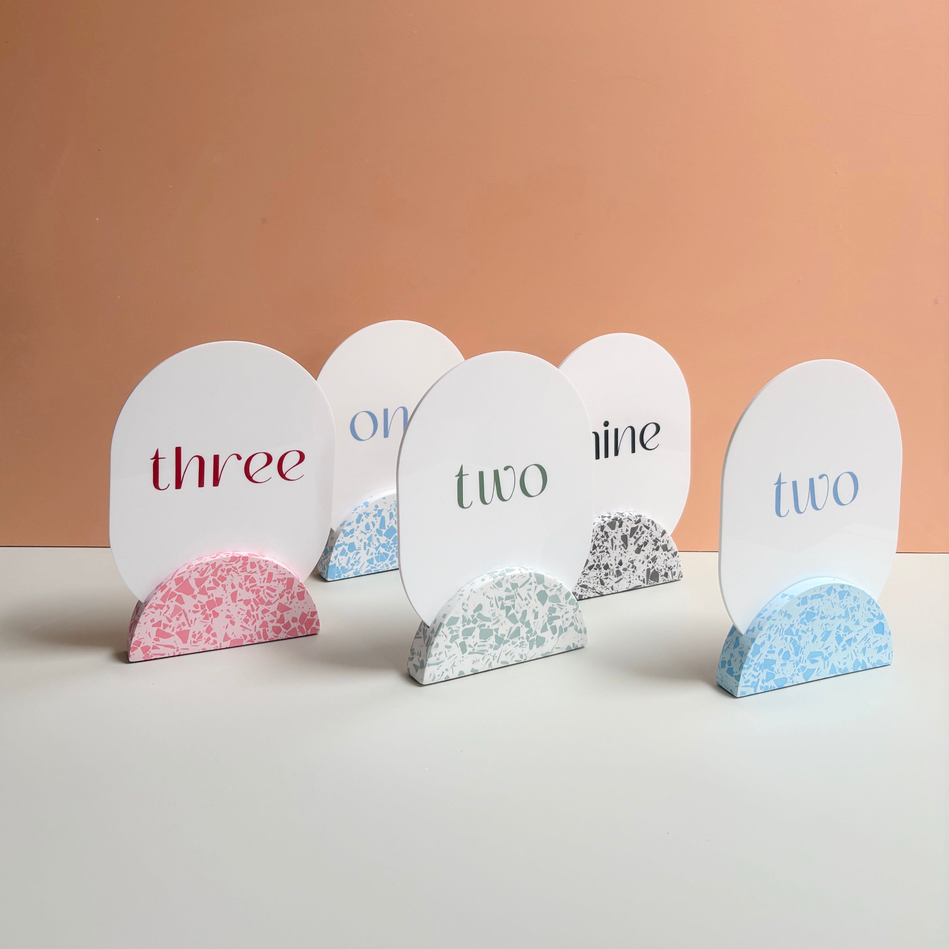 Pick your colour - Round Terrazzo table numbers