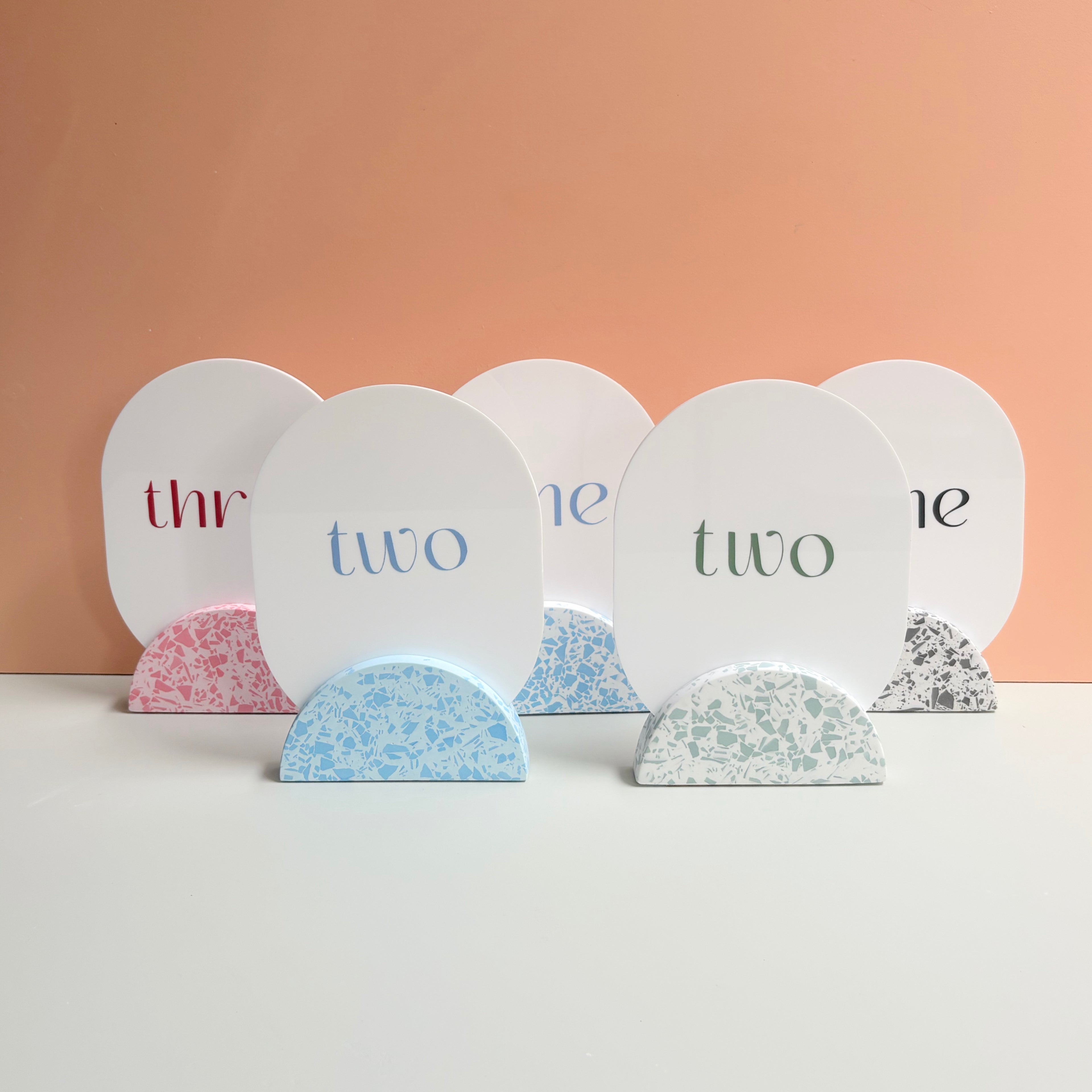 Pick your colour - Round Terrazzo table numbers