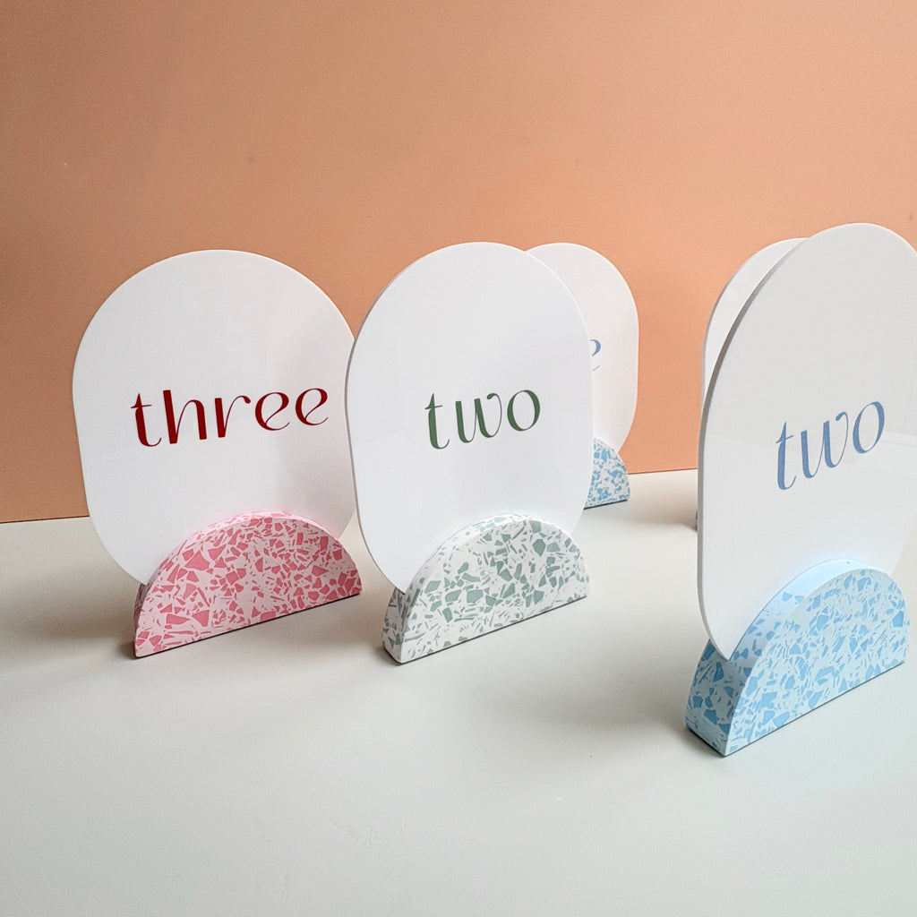 Pick your colour - Round Terrazzo table numbers