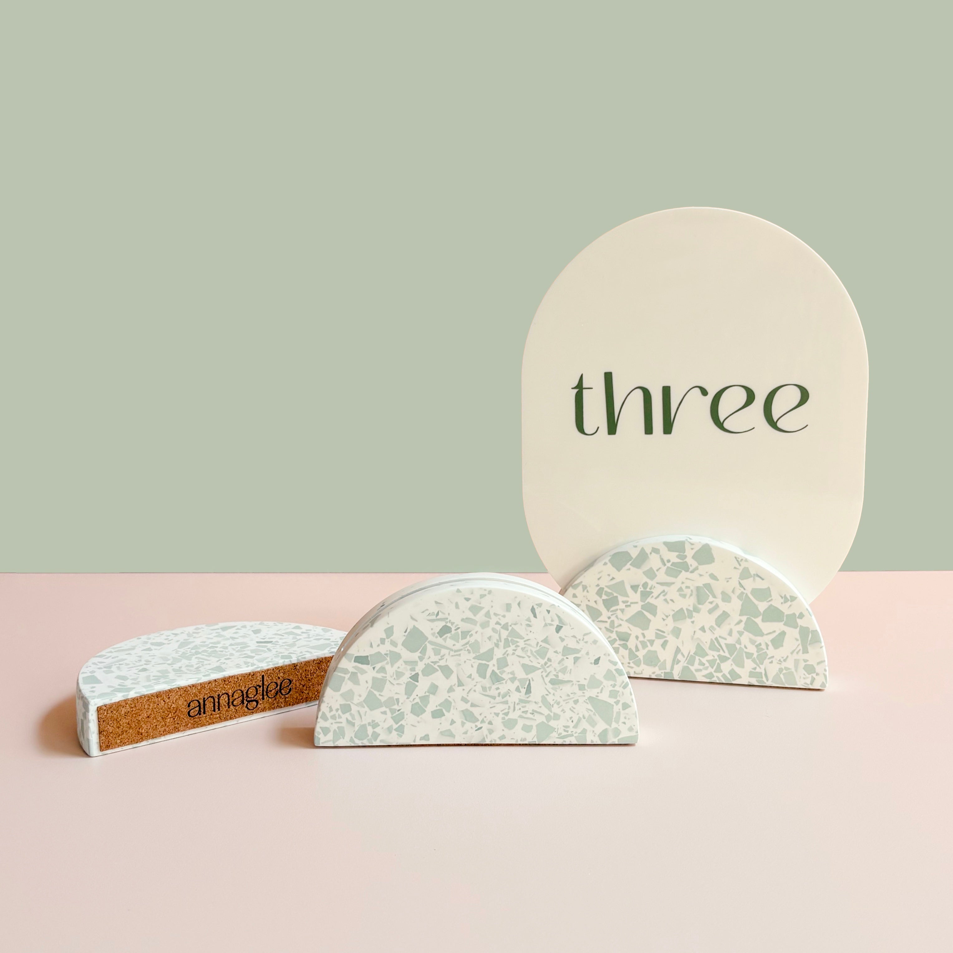 Sage Green Terrazzo Wedding Table Numbers