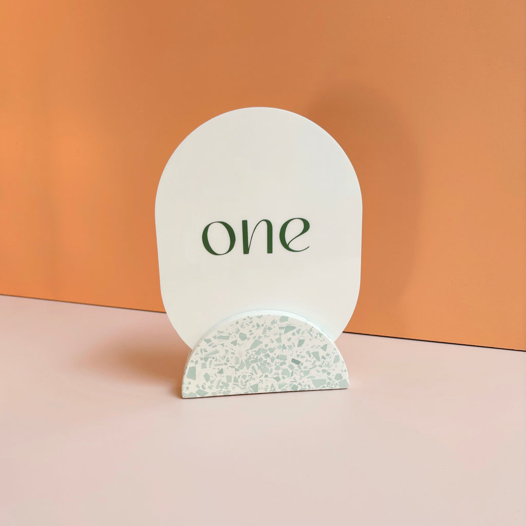 Sage Green Terrazzo Wedding Table Numbers