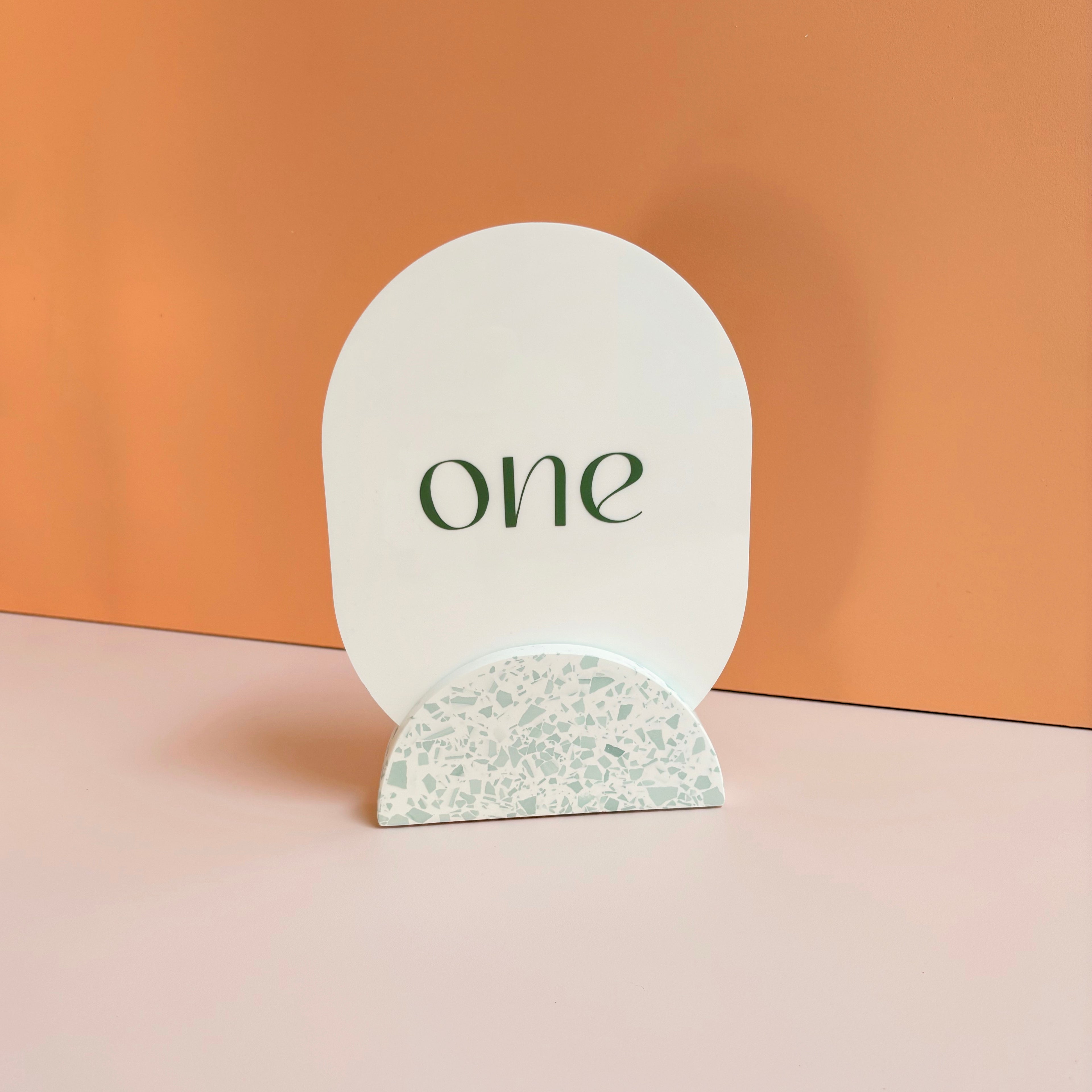 Sage Green Terrazzo Wedding Table Numbers