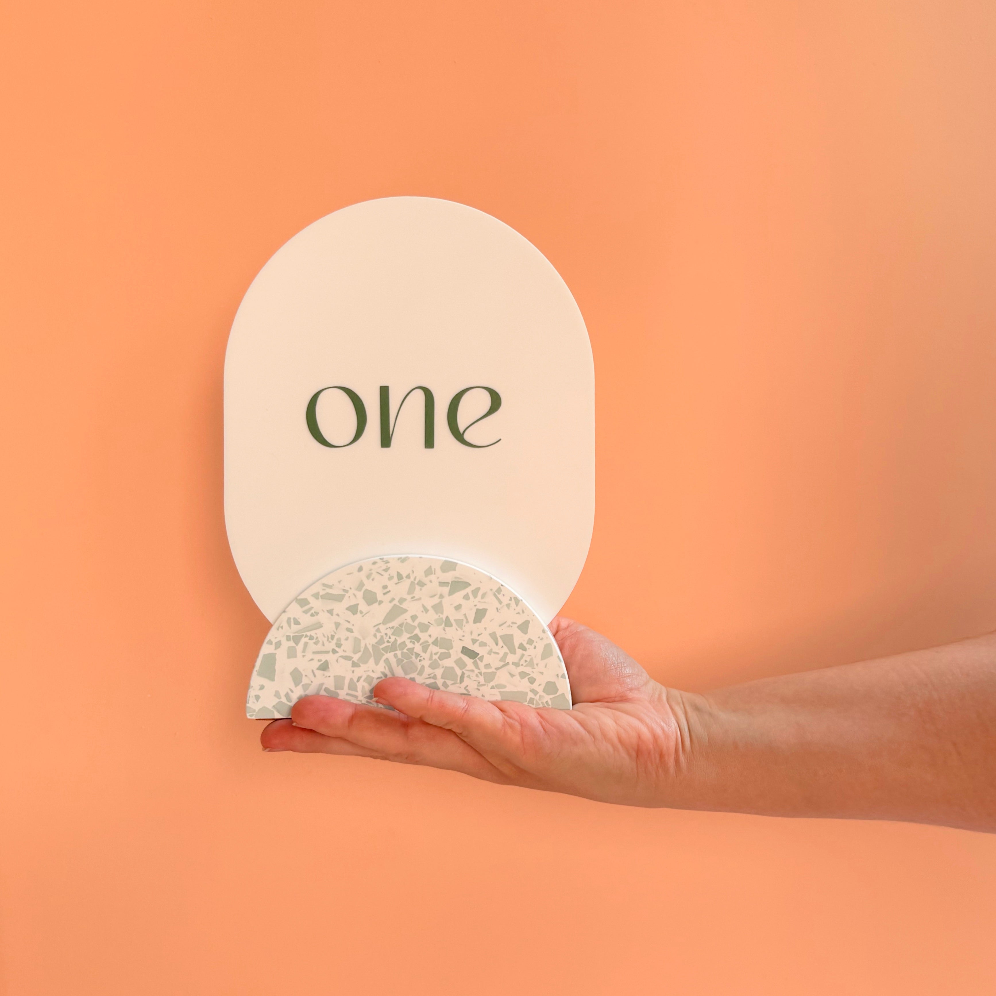 Sage Green Terrazzo Wedding Table Numbers