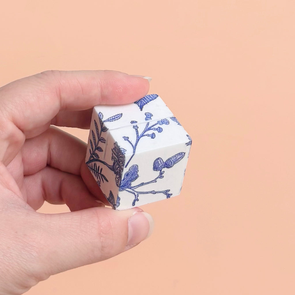 Decoupaged Art Cube Place Card Holder | Handmade Wedding & Event Décor