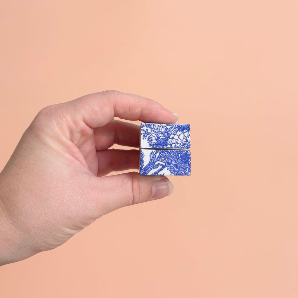 Decoupaged Art Cube Place Card Holder | Handmade Wedding & Event Décor