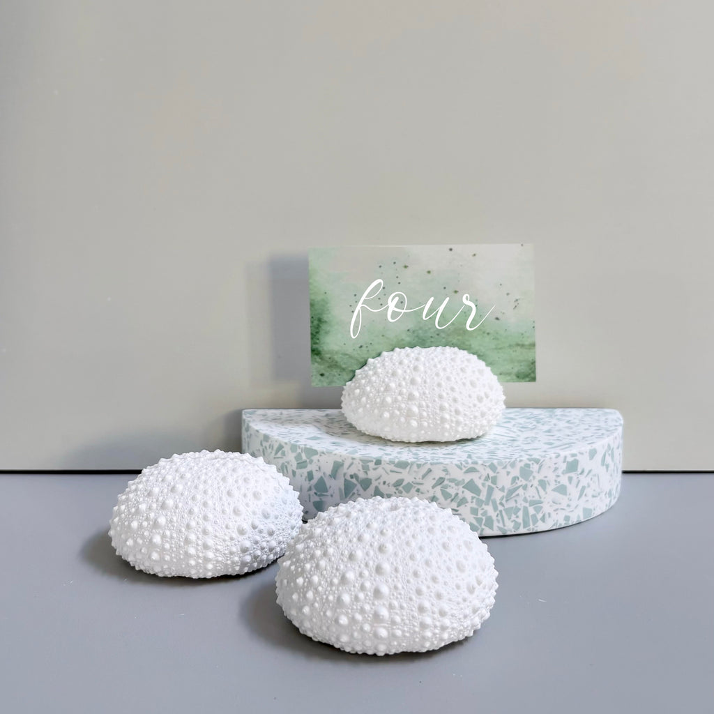 Sea Urchin Card & Photo Holder — Eco Resin | Coastal Wedding Decor