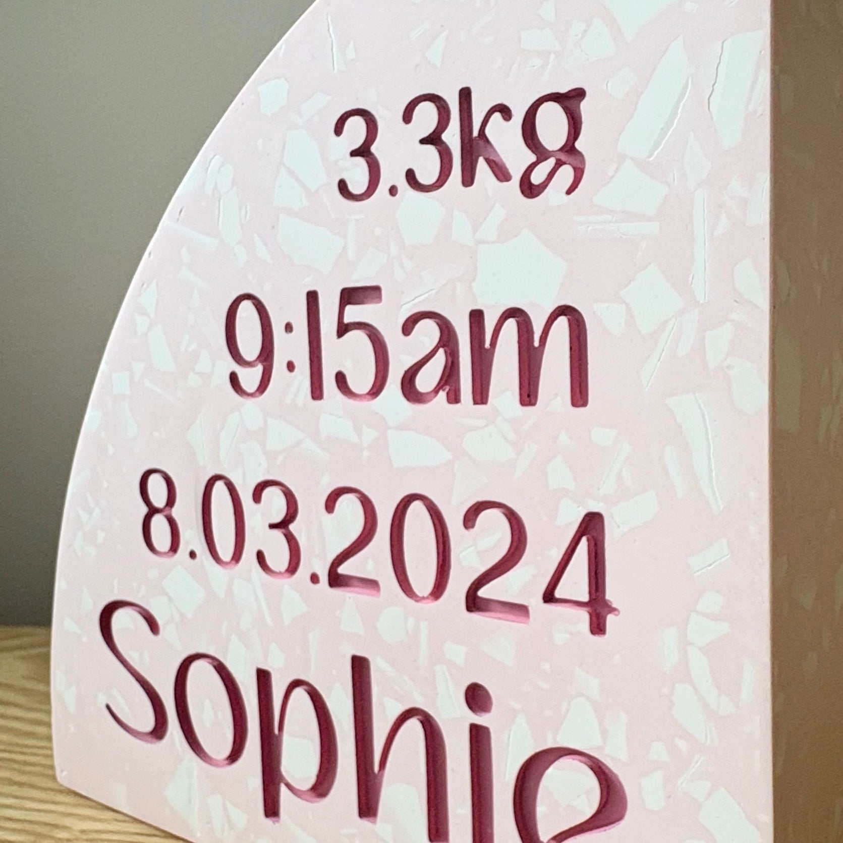 Personalised Birth Details Terrazzo Bookend - Choose your colours