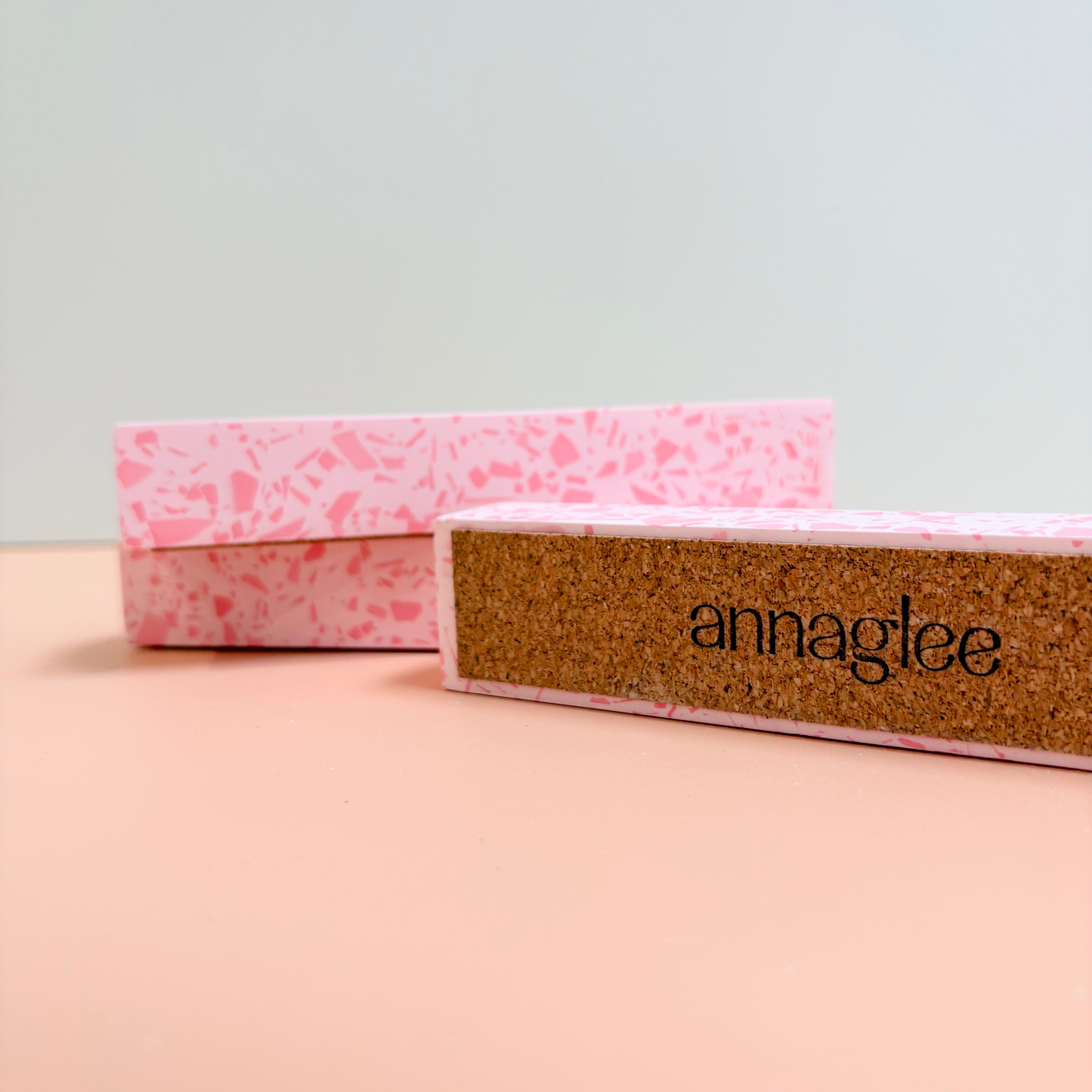 Wedding table numbers, pink terrazzo