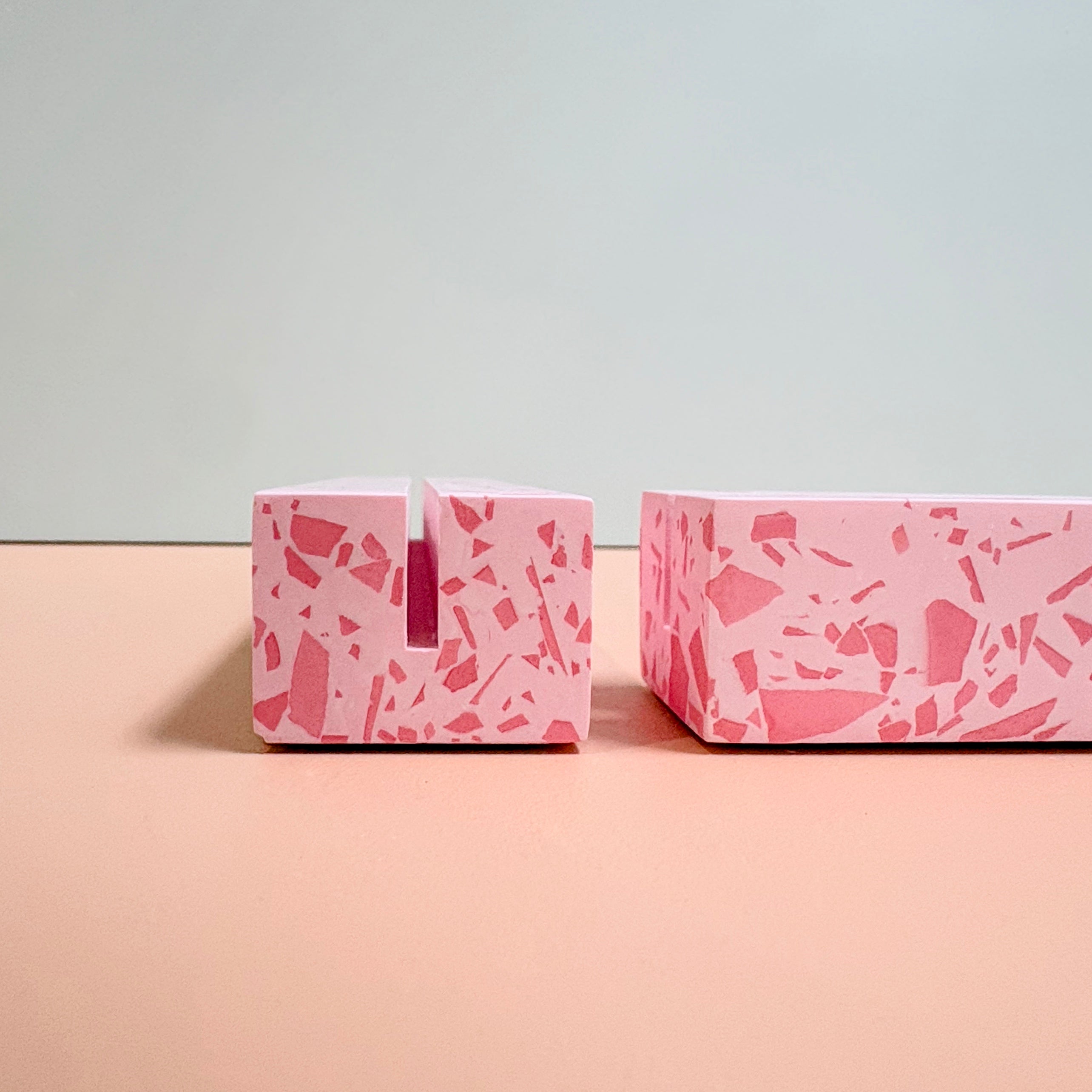 Wedding table numbers, pink terrazzo