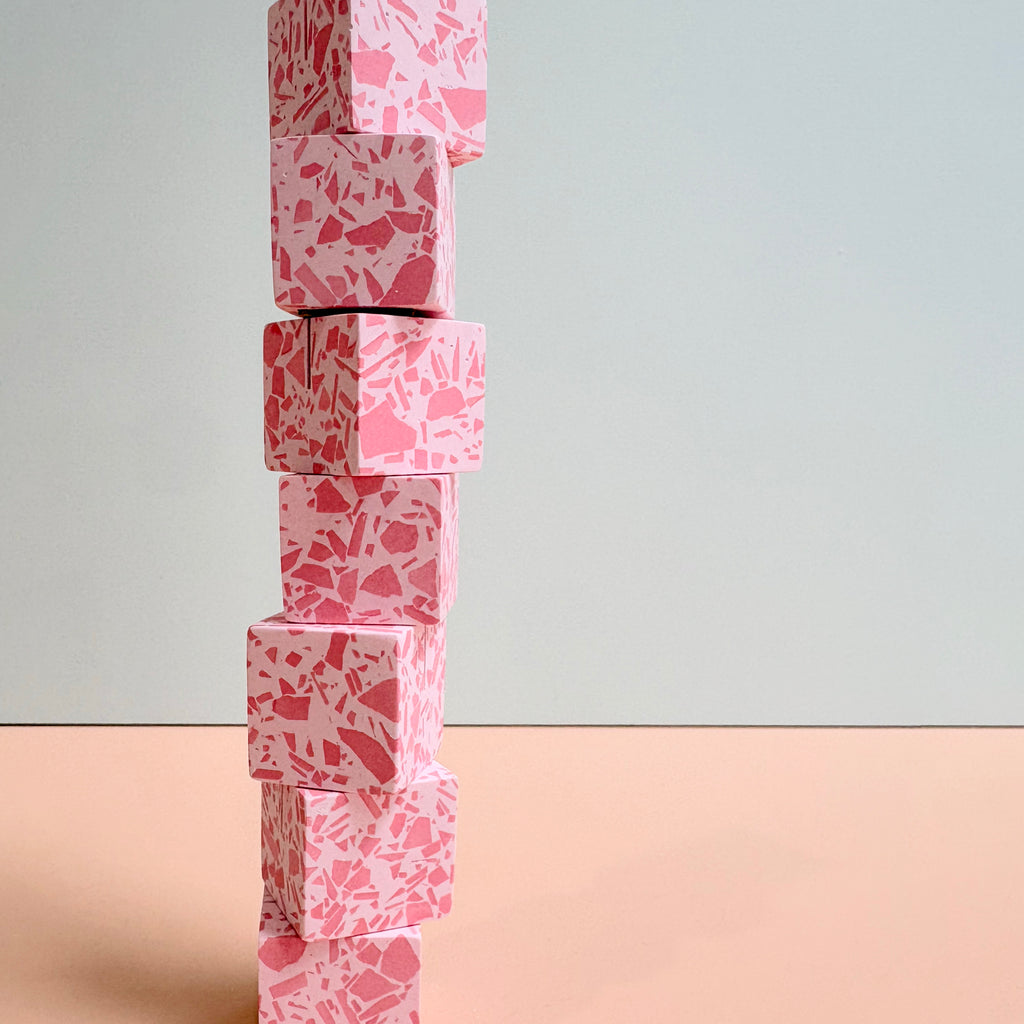 Pink Terrazzo Name Card Holder | Handmade Wedding & Event Decor