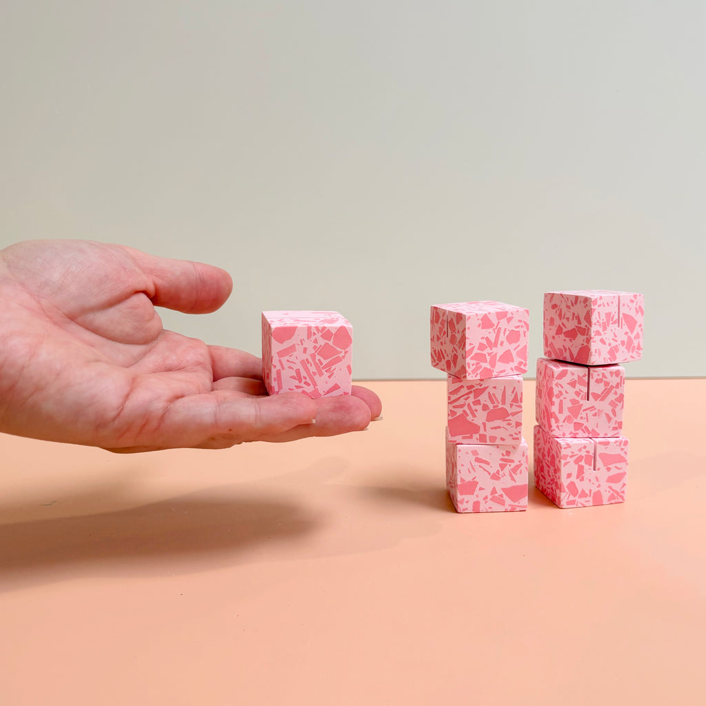 Pink Terrazzo Name Card Holder | Handmade Wedding & Event Decor
