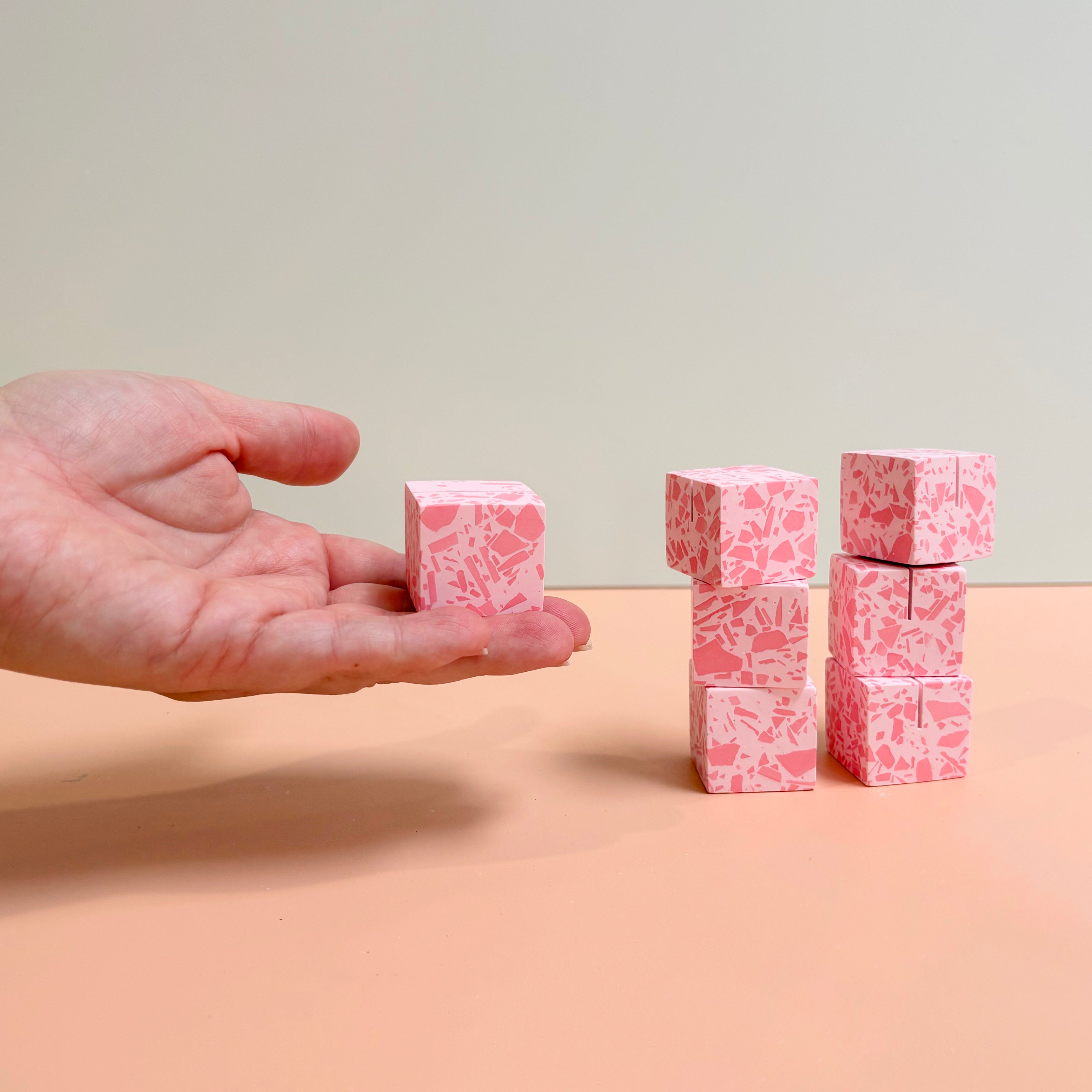 Pink Terrazzo Name Card Holder | Handmade Wedding & Event Decor