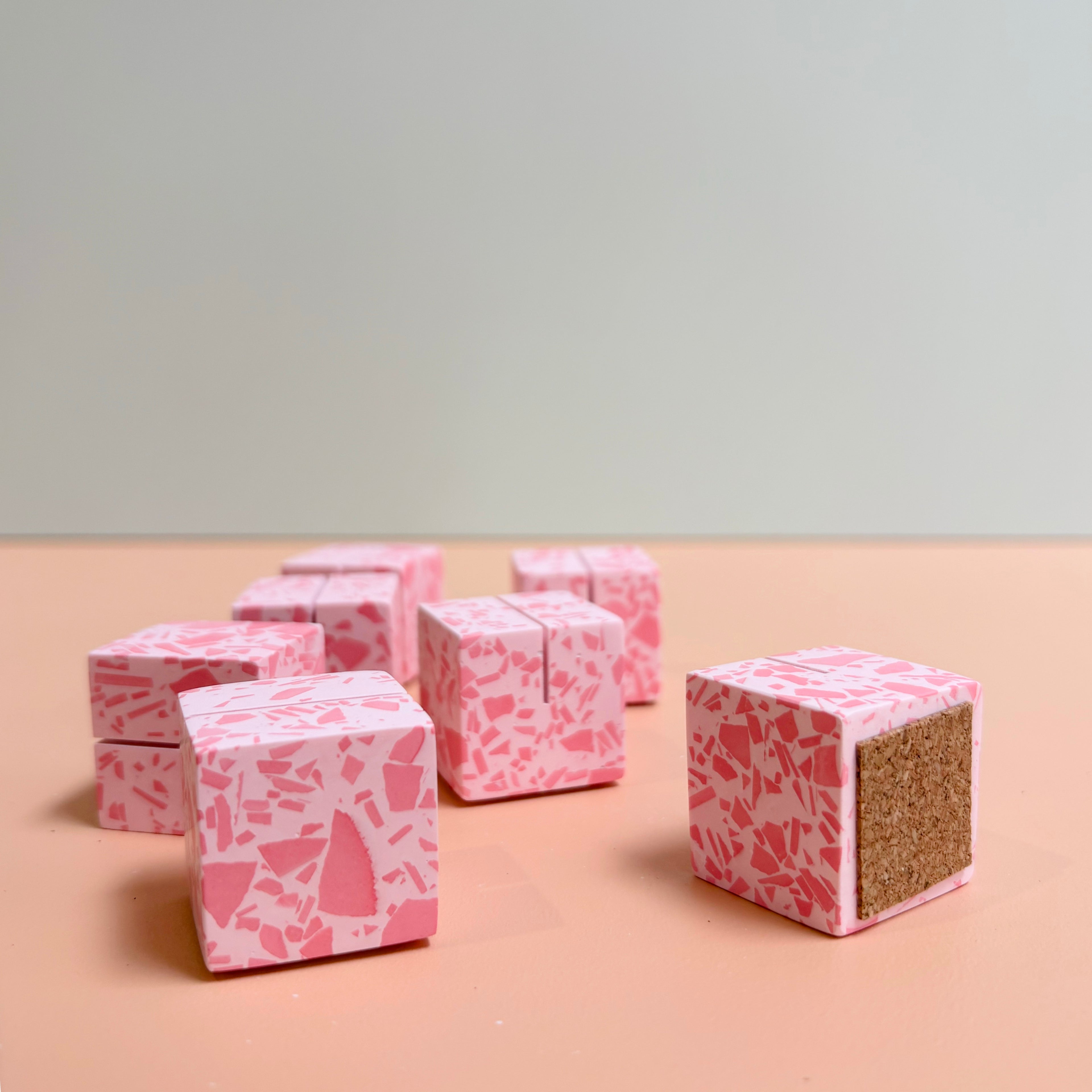 Pink Terrazzo Name Card Holder | Handmade Wedding & Event Decor