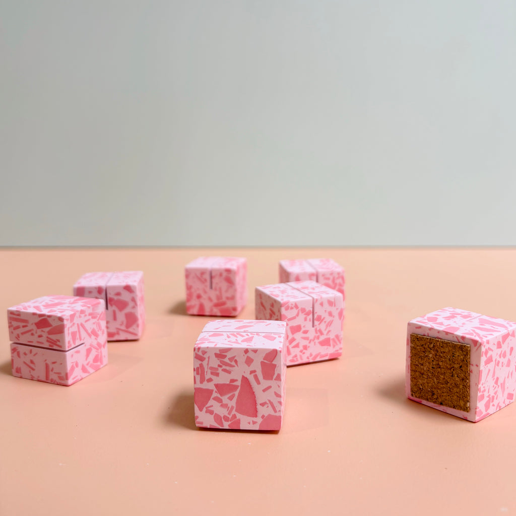 Pink Terrazzo Name Card Holder | Handmade Wedding & Event Decor