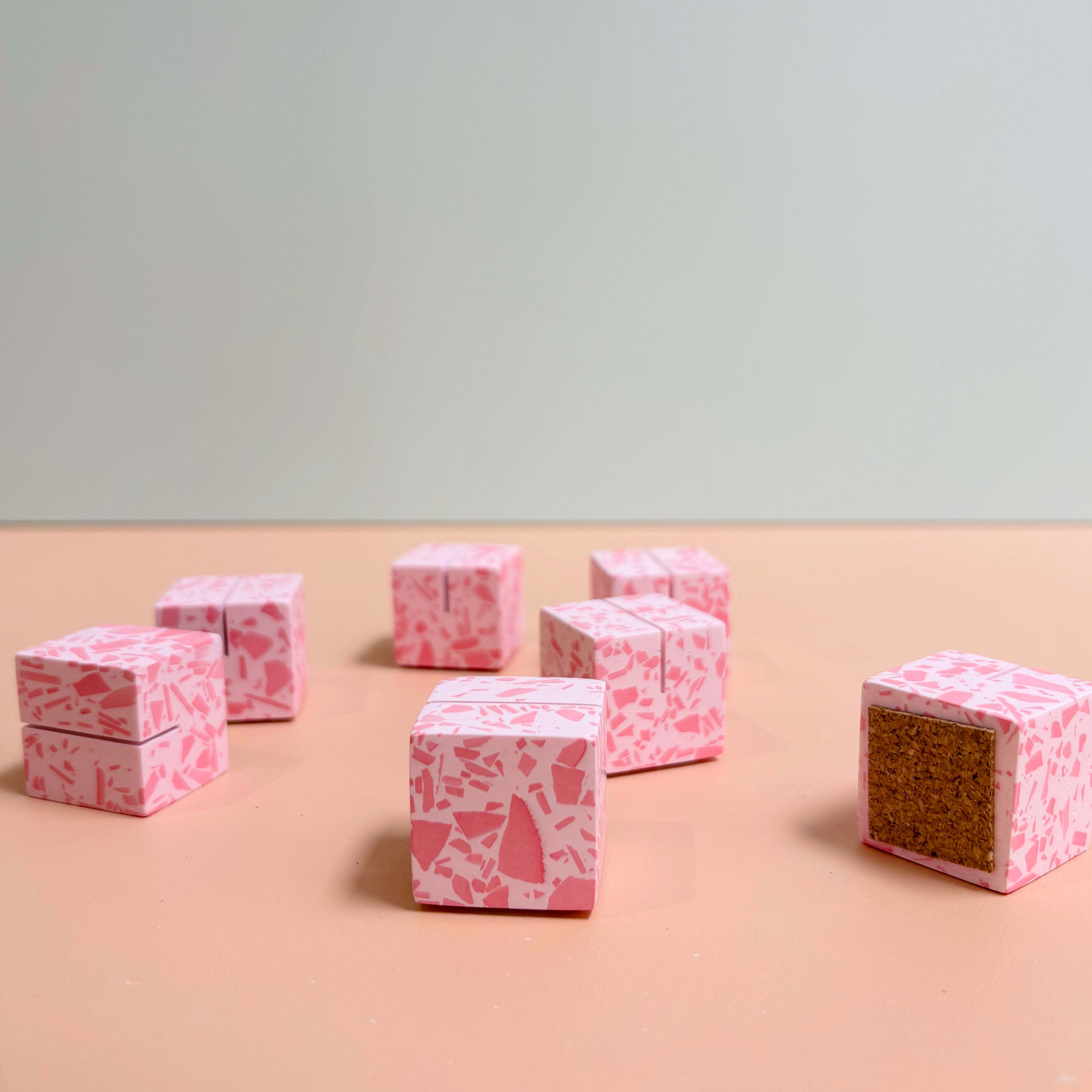 Pink Terrazzo Name Card Holder | Handmade Wedding & Event Decor