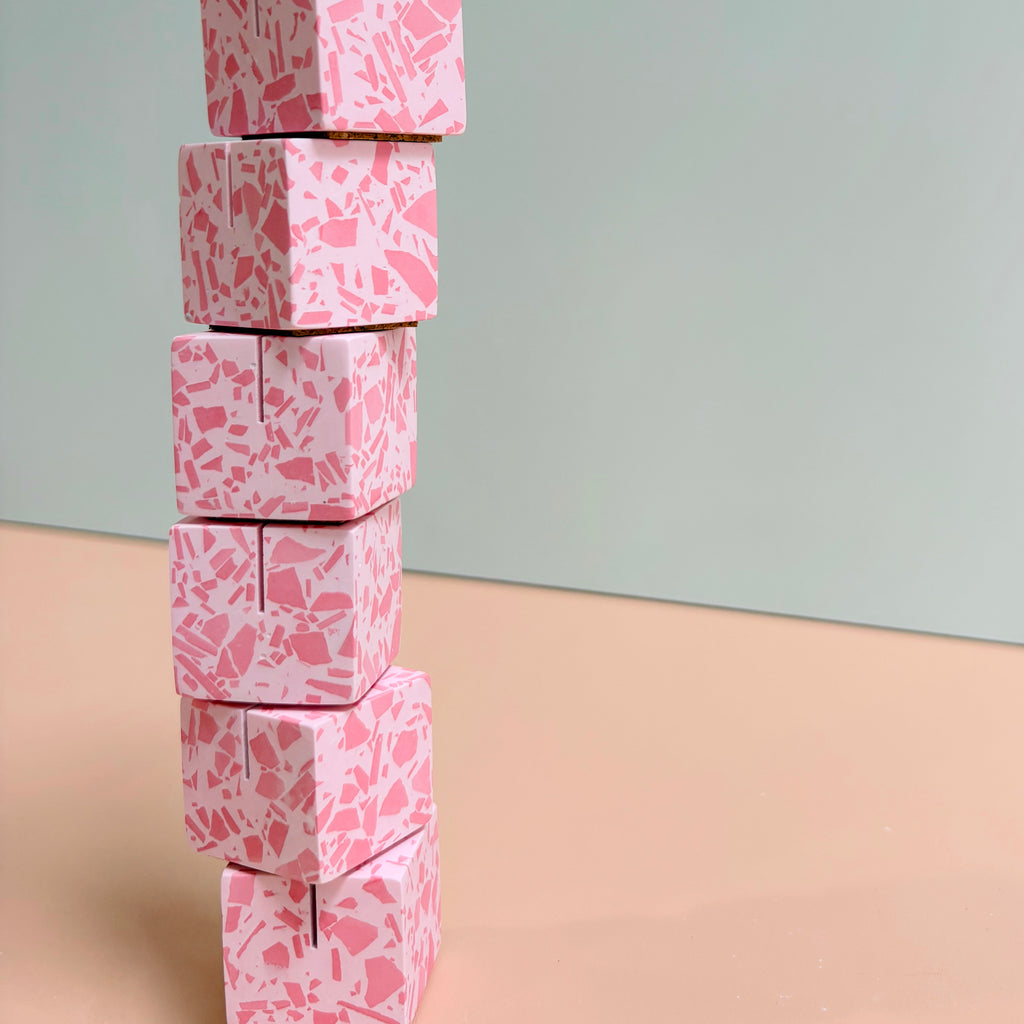 Pink Terrazzo Name Card Holder | Handmade Wedding & Event Decor