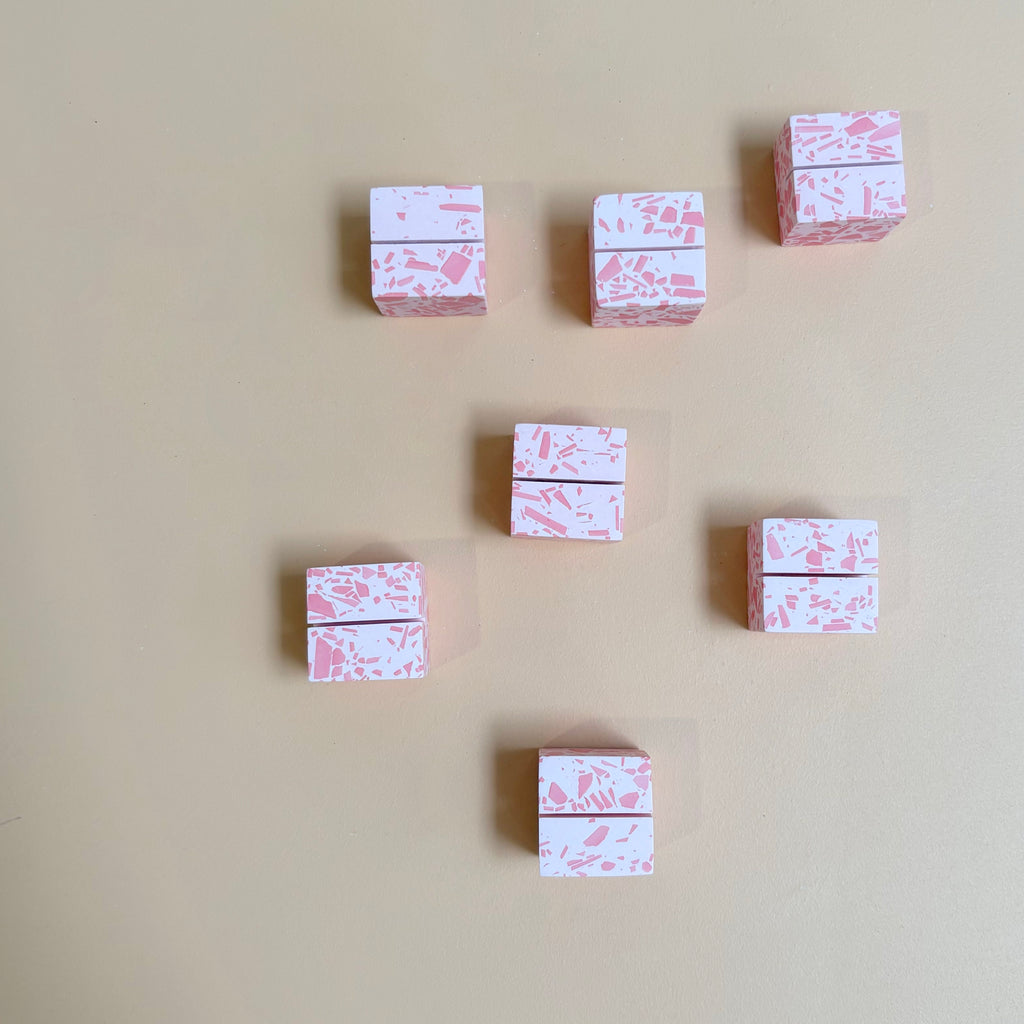 Pink Terrazzo Name Card Holder | Handmade Wedding & Event Decor