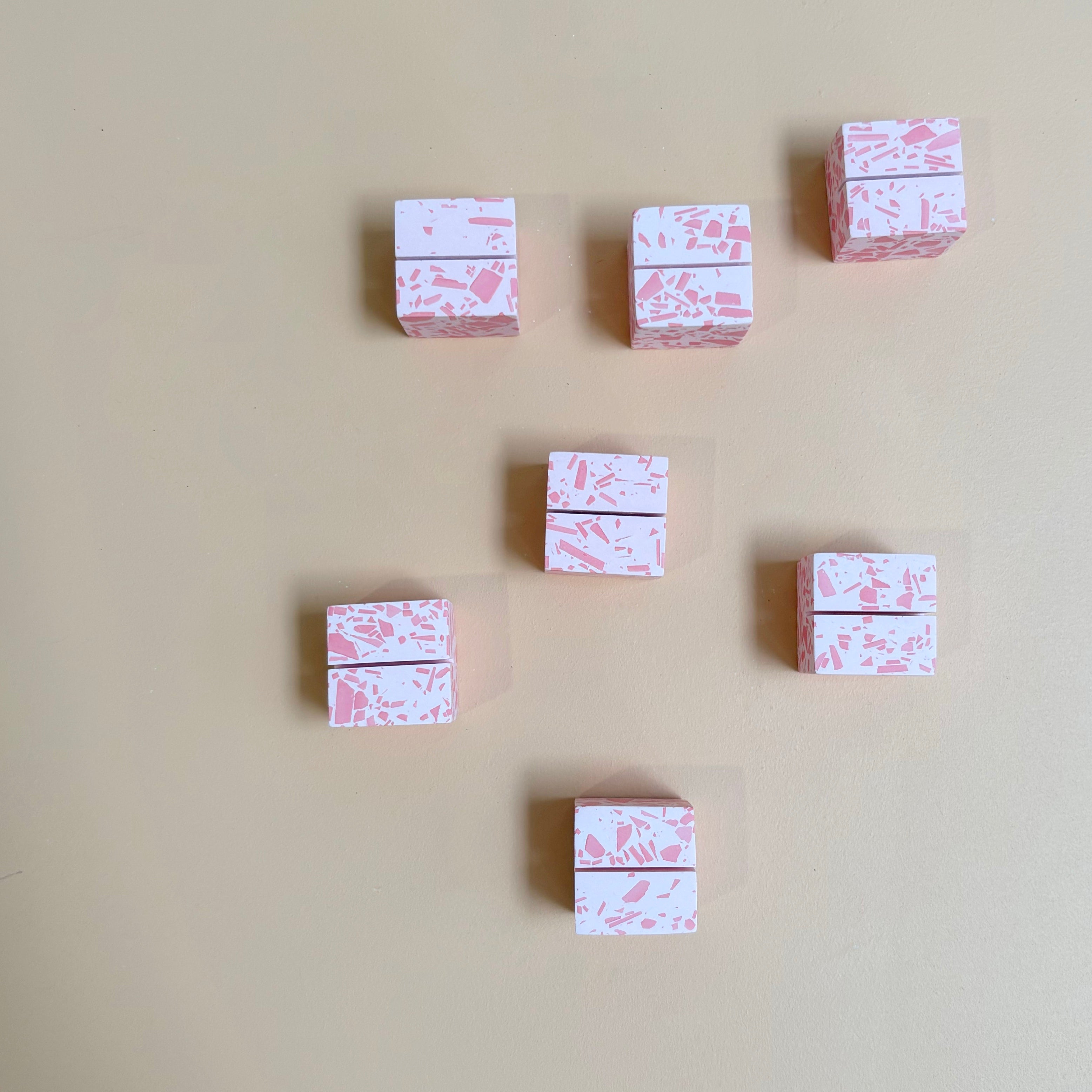 Pink Terrazzo Name Card Holder | Handmade Wedding & Event Decor