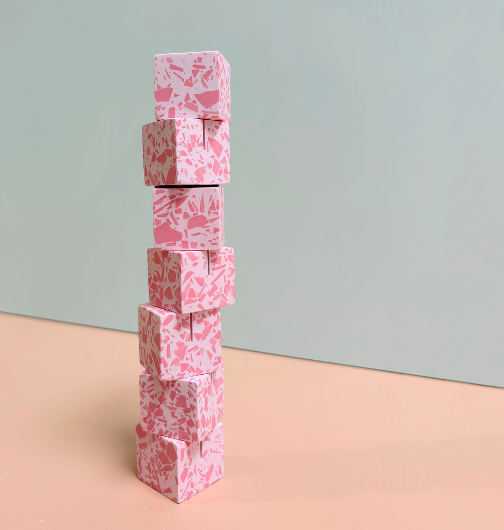 Pink Terrazzo Name Card Holder | Handmade Wedding & Event Decor