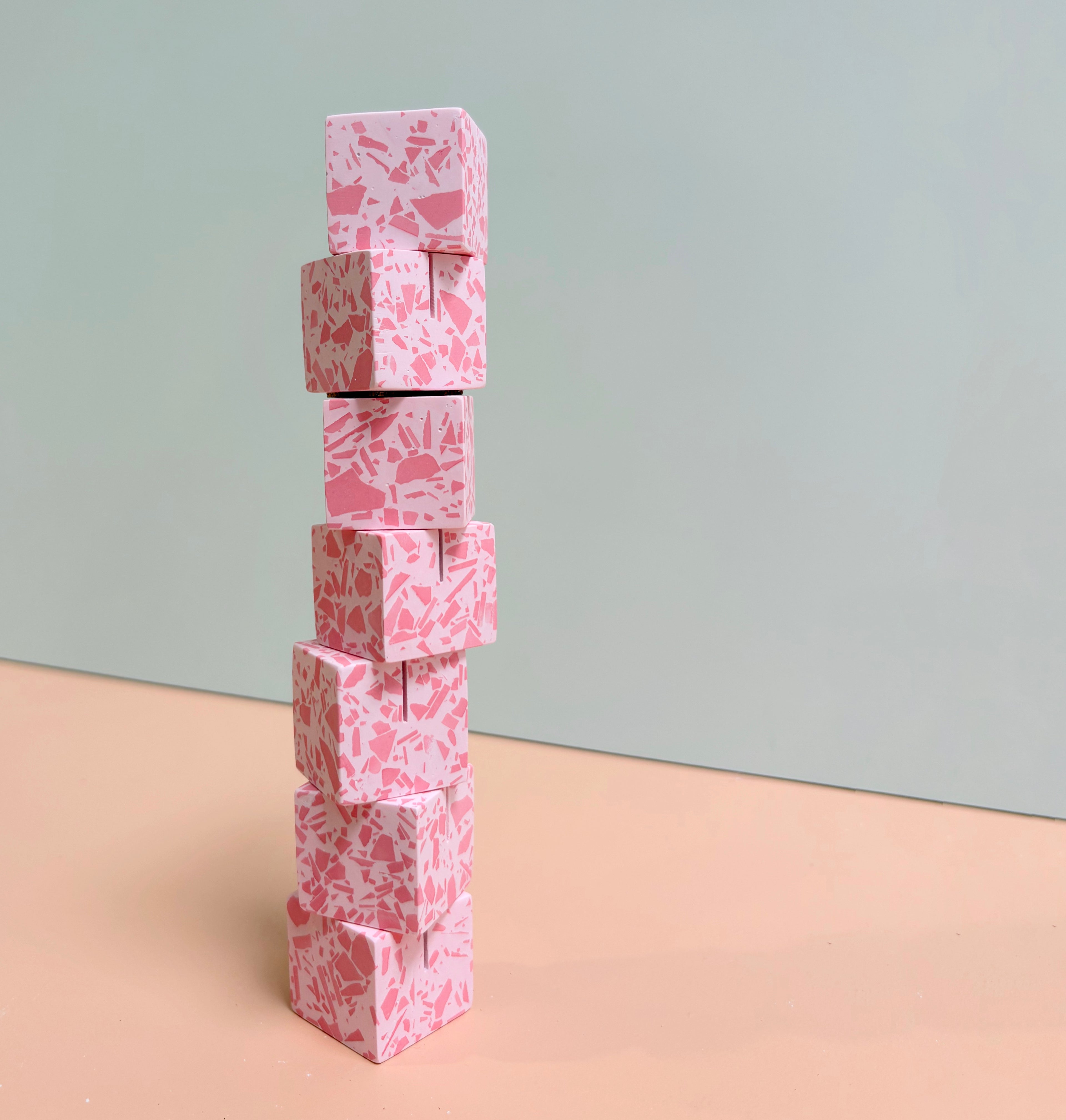 Pink Terrazzo Name Card Holder | Handmade Wedding & Event Decor