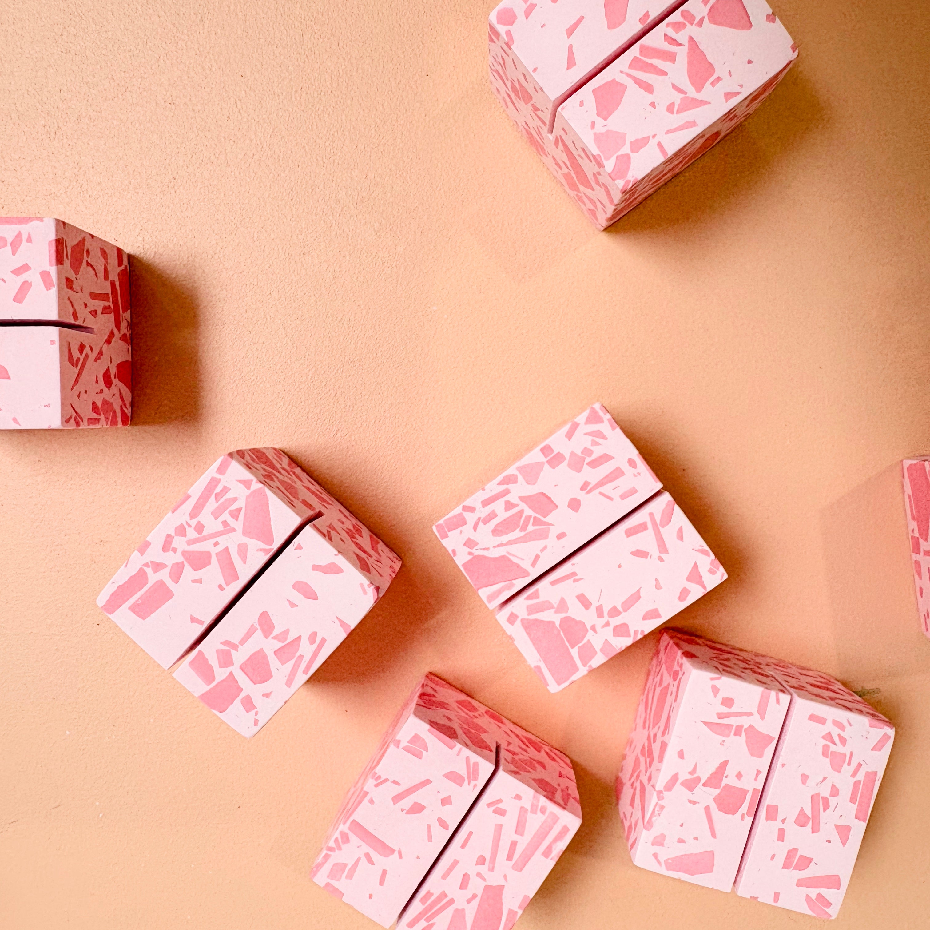 Pink Terrazzo Name Card Holder | Handmade Wedding & Event Decor