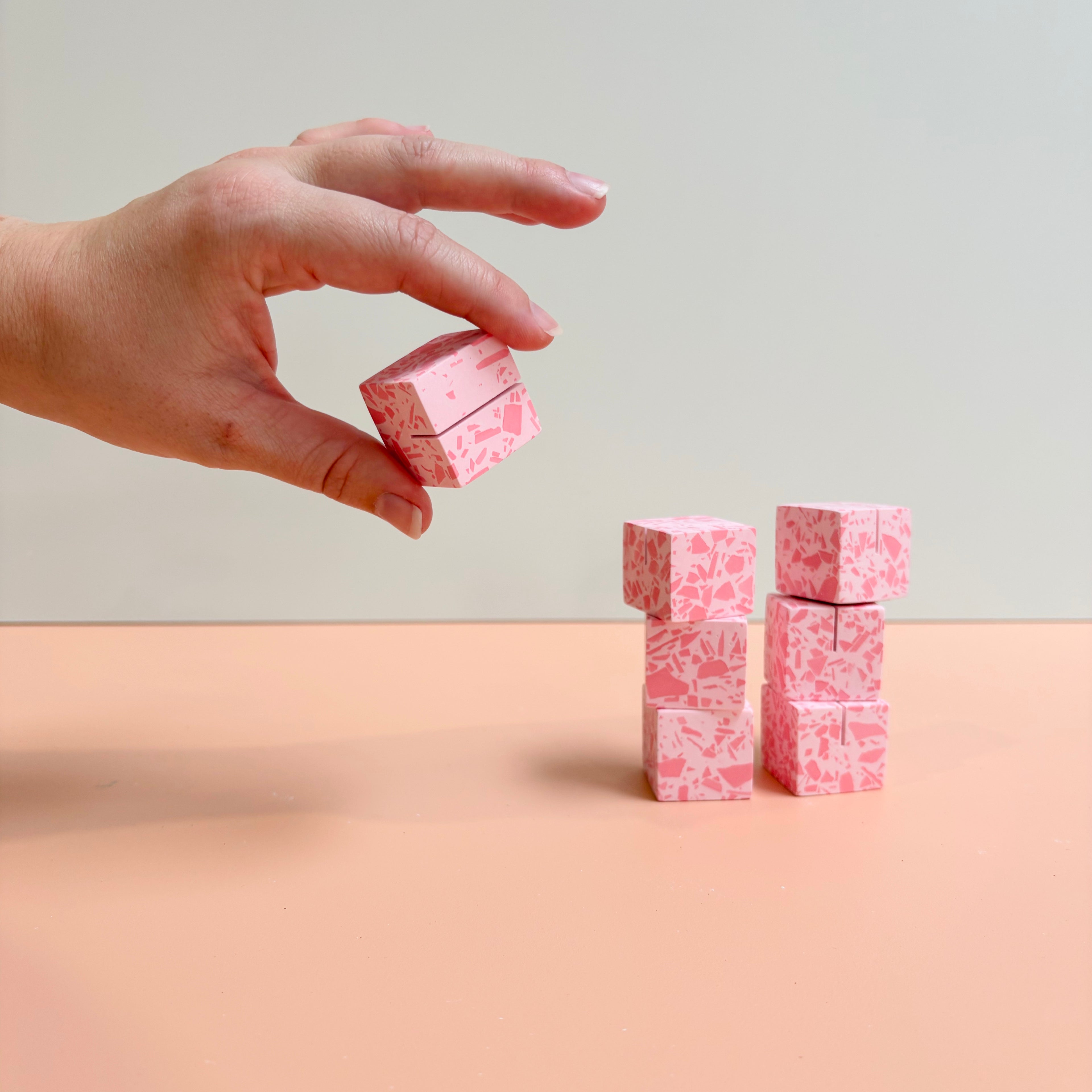 Pink Terrazzo Name Card Holder | Handmade Wedding & Event Decor