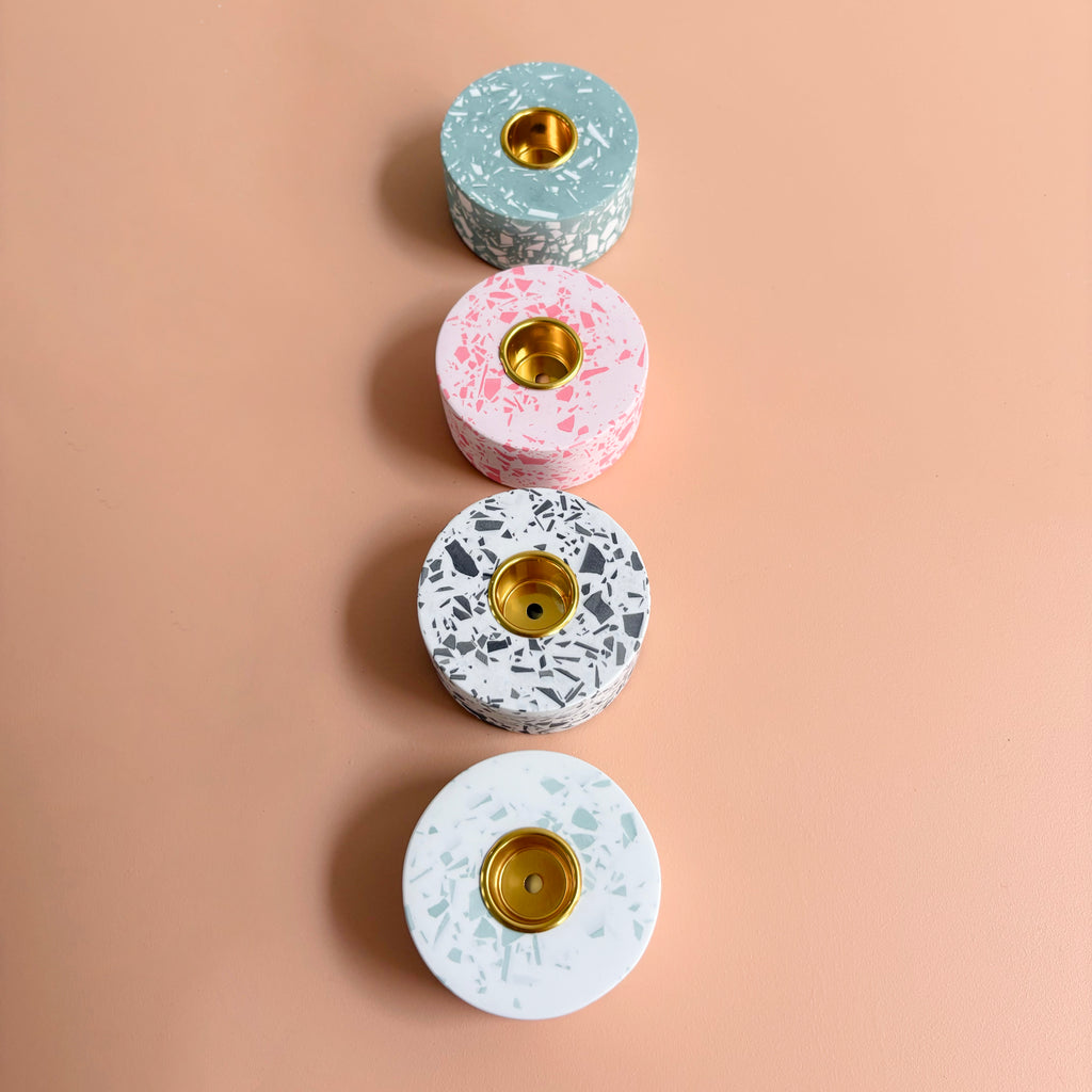 Terrazzo taper candle Holders | Handmade Wedding & Event Decor