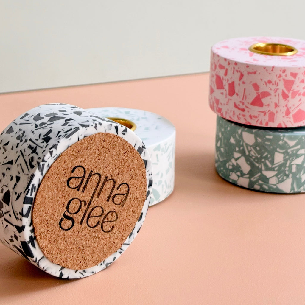 Terrazzo taper candle Holders | Handmade Wedding & Event Decor