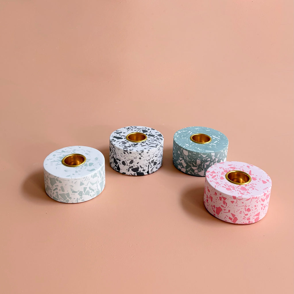 Terrazzo taper candle Holders | Handmade Wedding & Event Decor