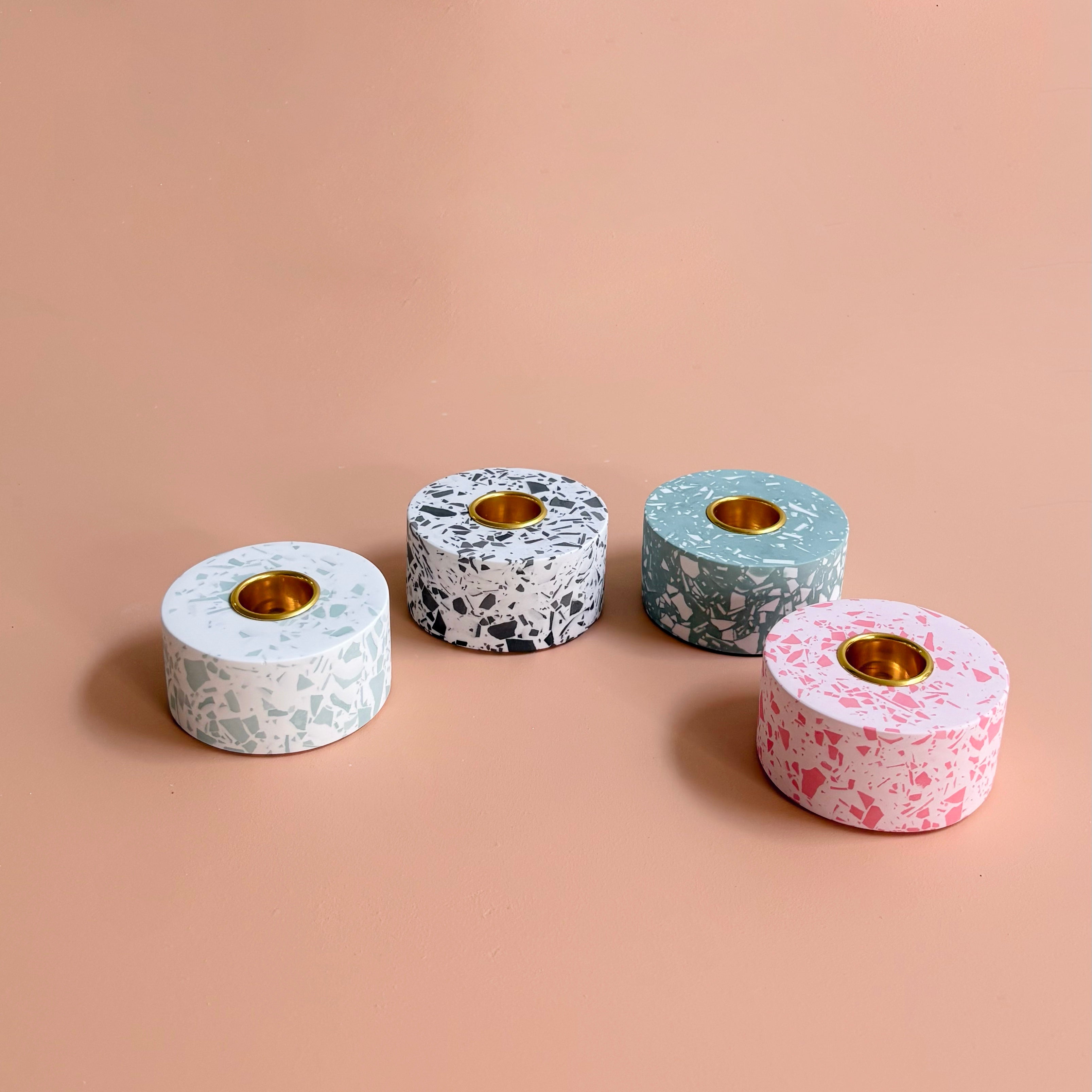 Terrazzo taper candle Holders | Handmade Wedding & Event Decor