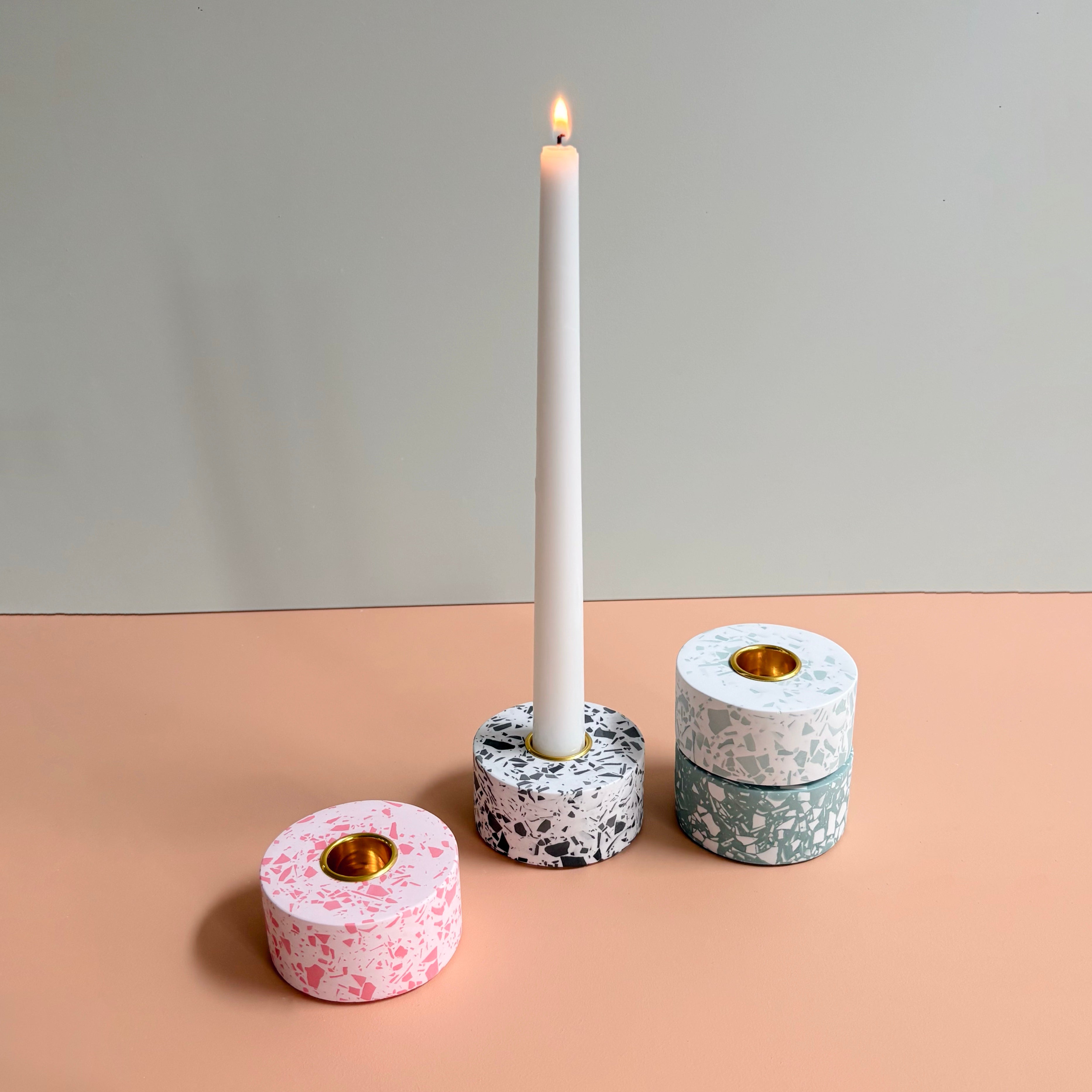 Terrazzo taper candle Holders | Handmade Wedding & Event Decor