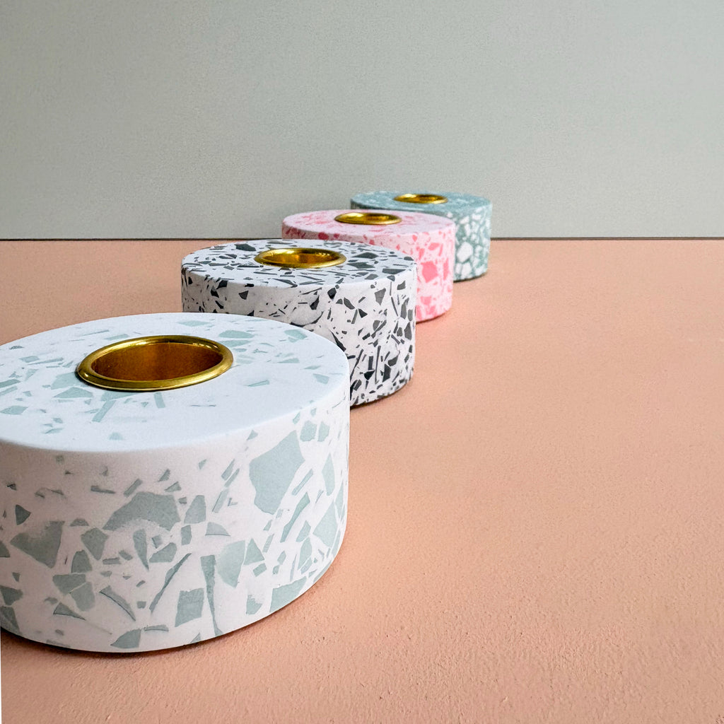 Terrazzo taper candle Holders | Handmade Wedding & Event Decor