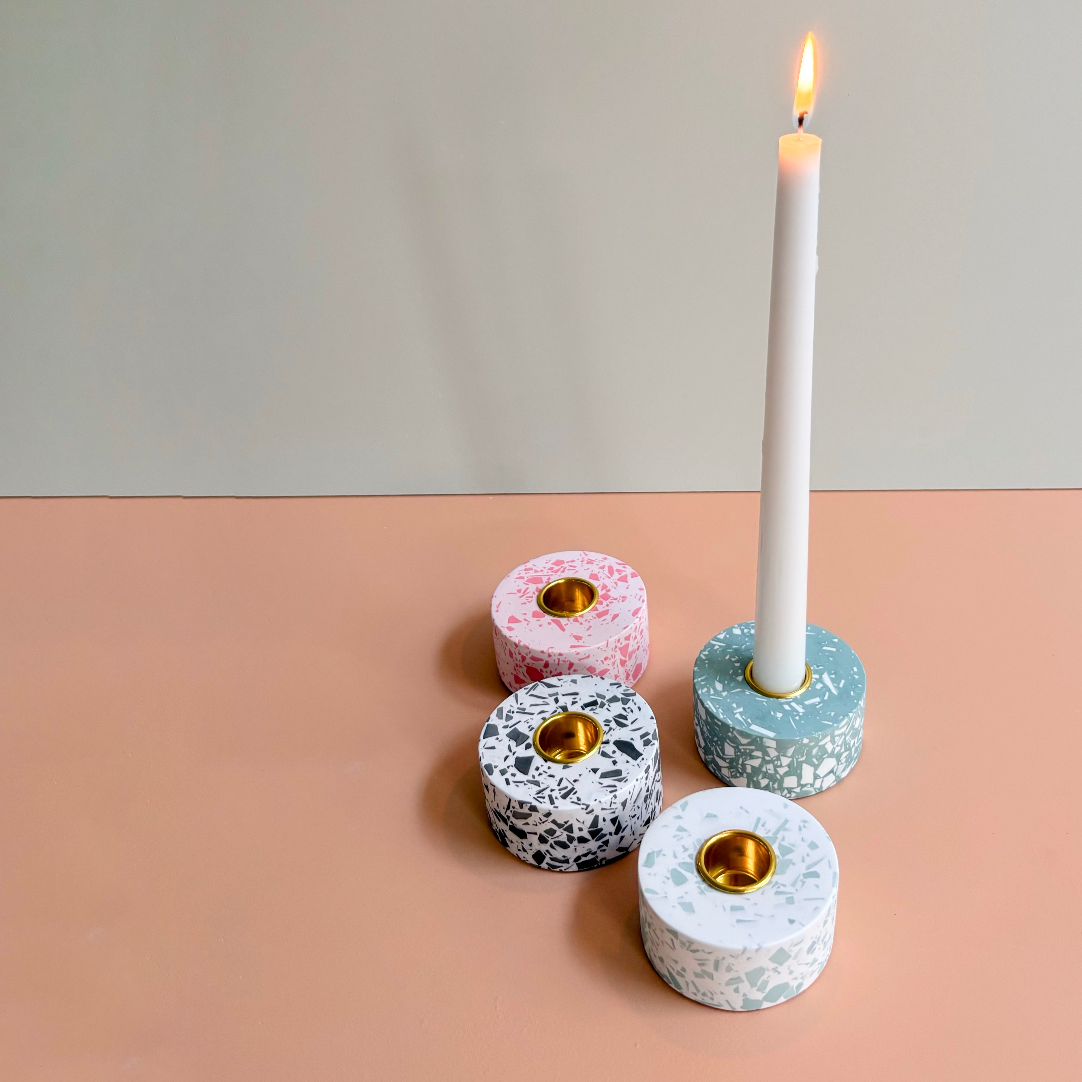 Terrazzo taper candle Holders | Handmade Wedding & Event Decor