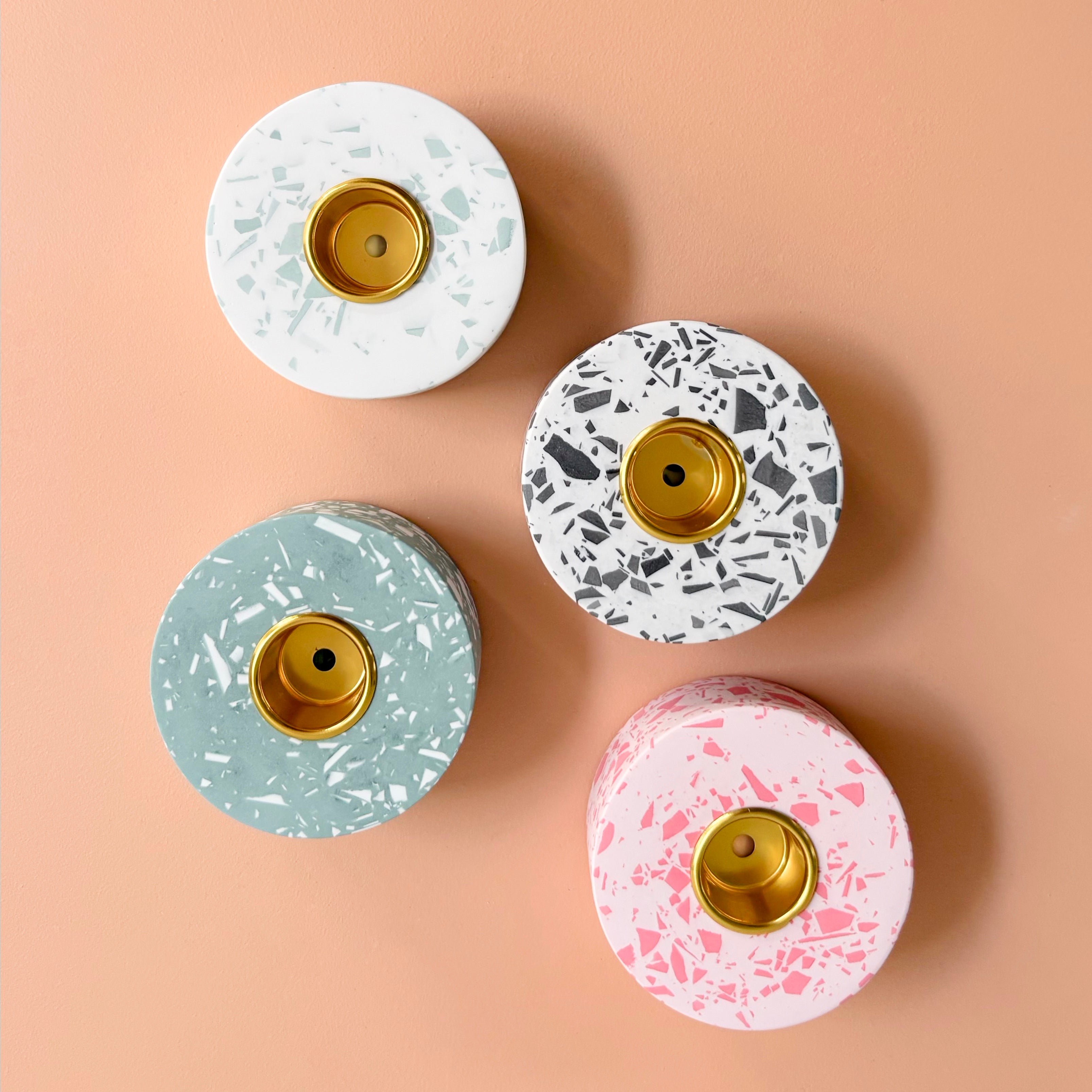 Terrazzo taper candle Holders | Handmade Wedding & Event Decor