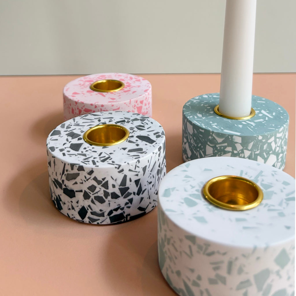 Terrazzo taper candle Holders | Handmade Wedding & Event Decor