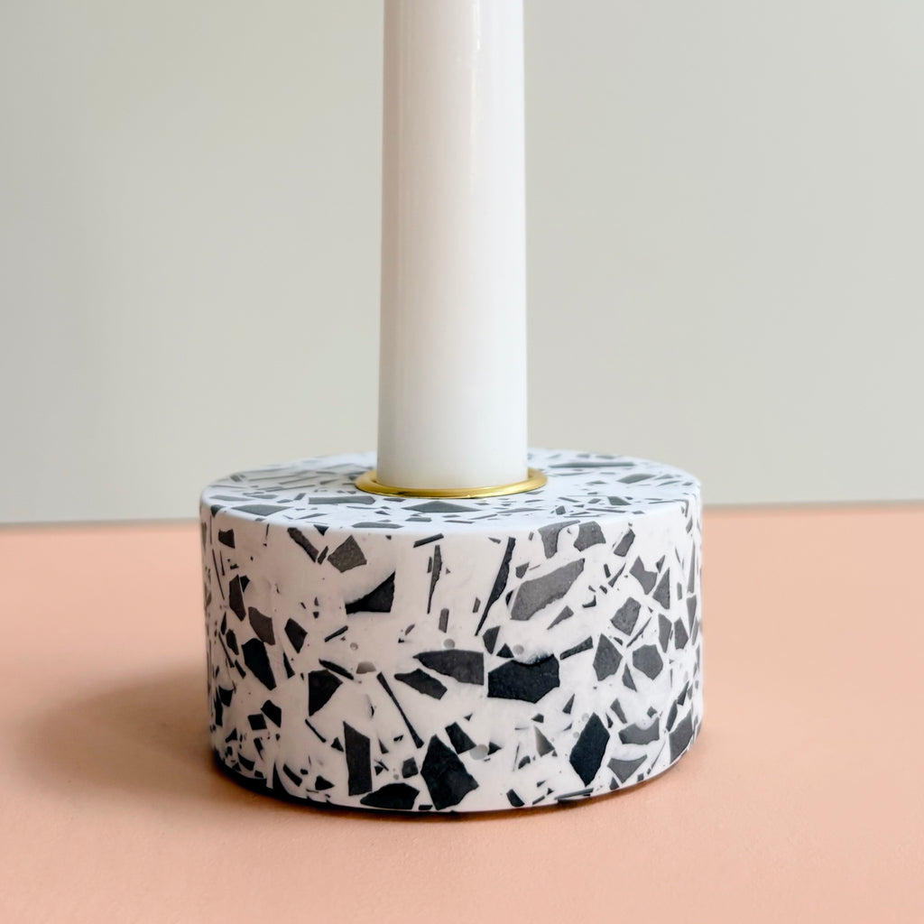 Terrazzo taper candle Holders | Handmade Wedding & Event Decor