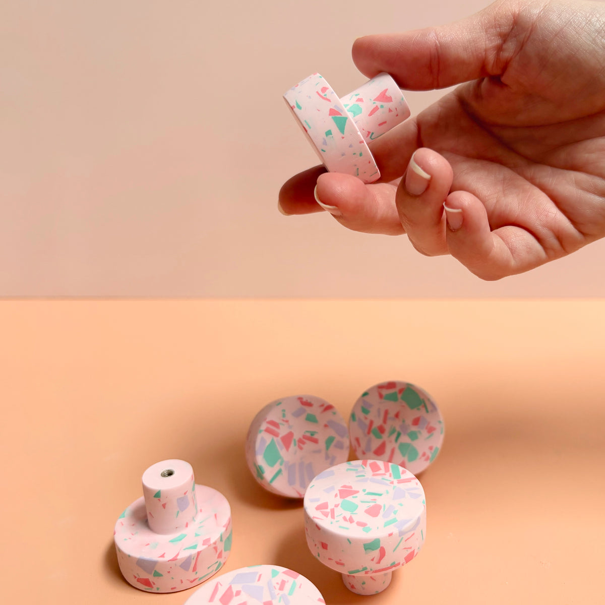 'Confetti' terrazzo knobs
