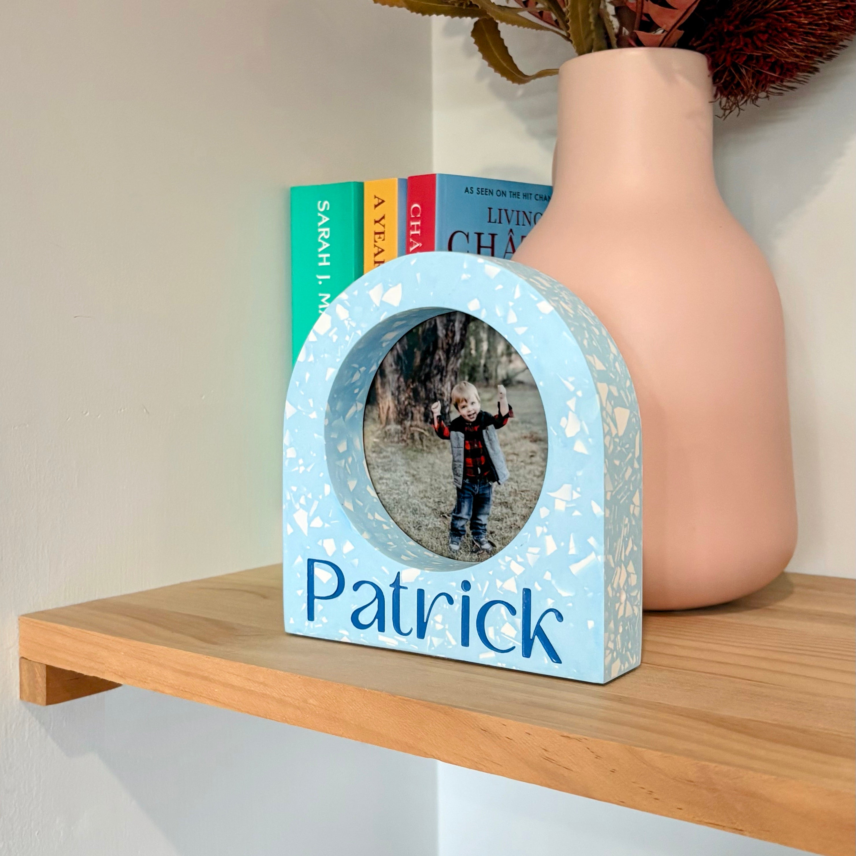 Custom Date/name Arch Terrazzo Photo Frame – Choose Your Colours